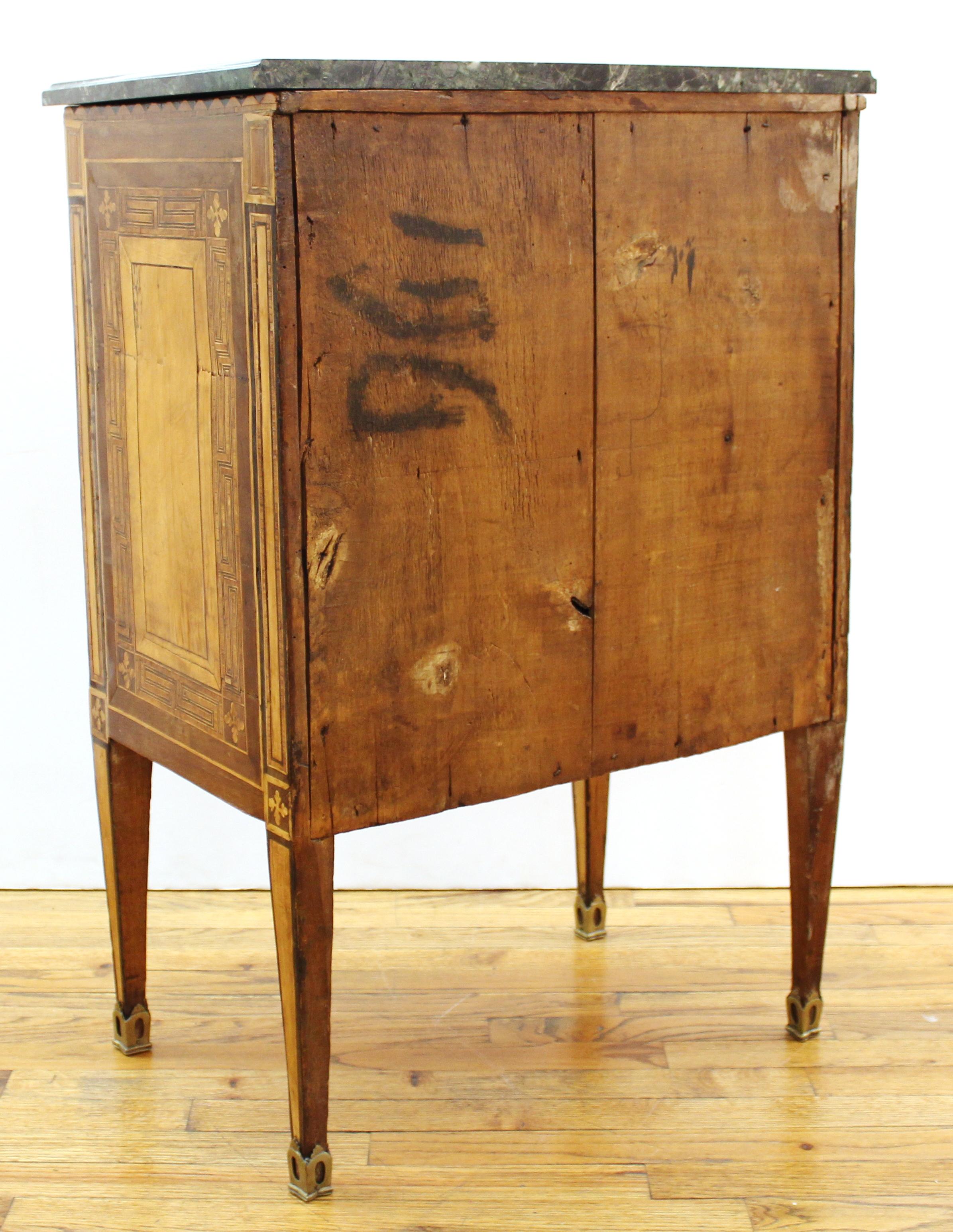 Italian Neoclassical Inlaid Commodino Cabinet with Marble Top 9