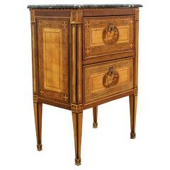 Italian Neoclassical Inlaid Commodino Cabinet with Marble Top