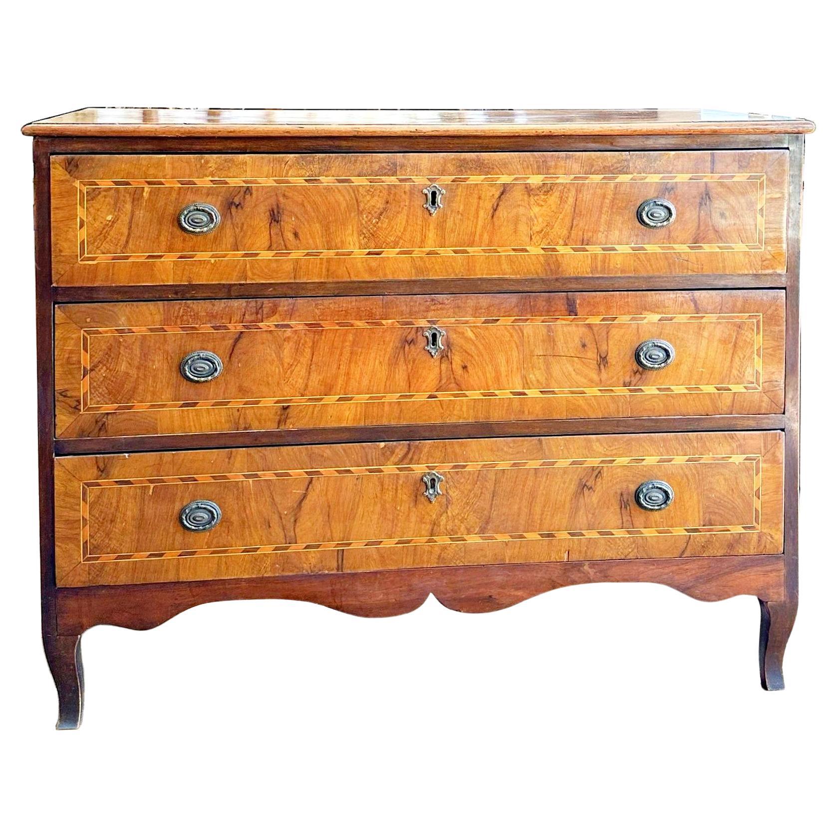 Italian Neoclassical Inlaid Walnut Chest, circa 1780