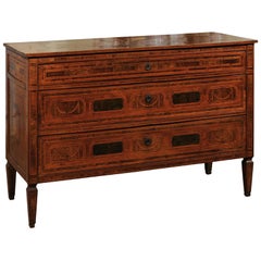 Italian Neoclassical Inlaid Walnut Commode, Late 18th Century