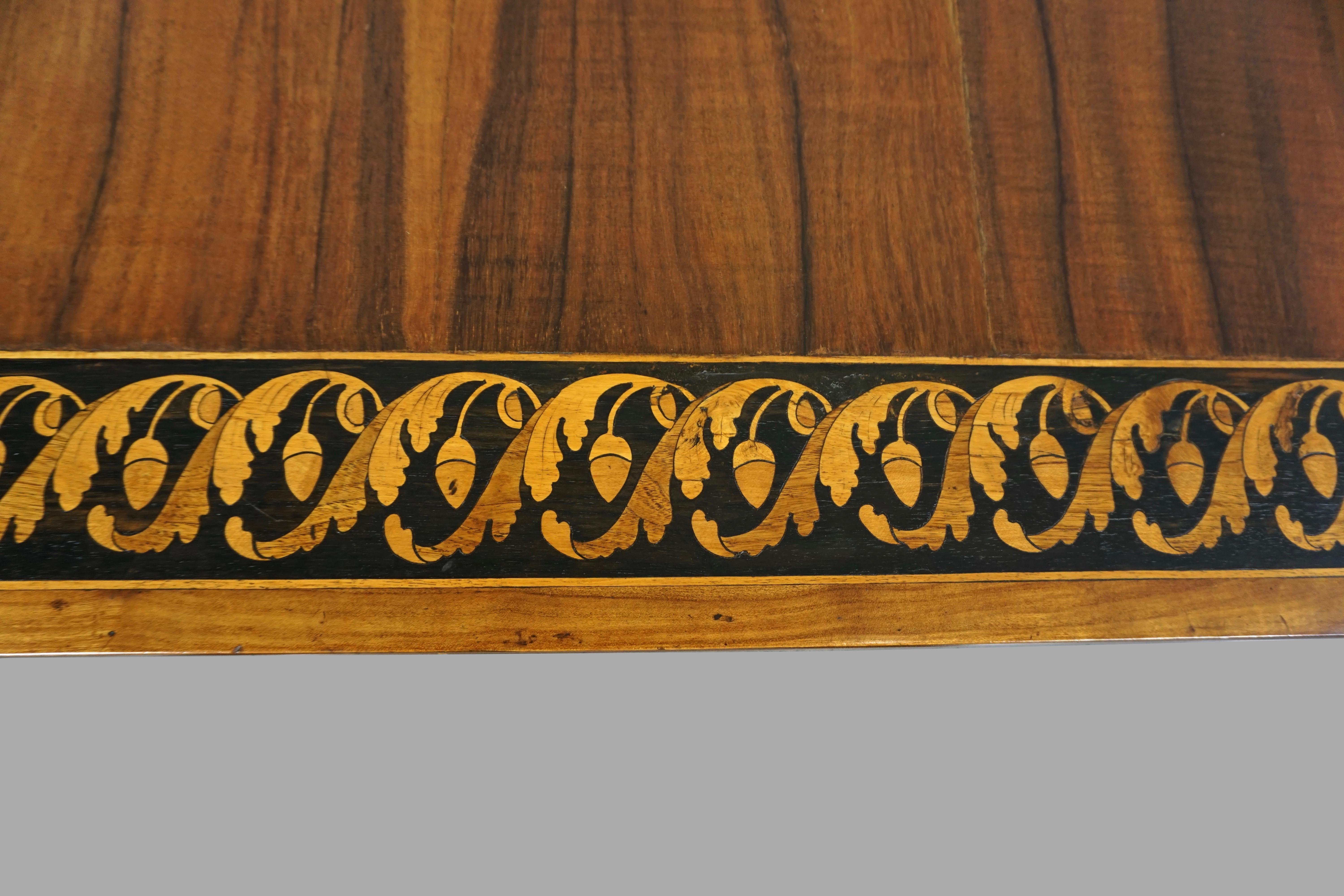 18th Century Italian Neoclassical Inlaid Walnut Table with Drawer