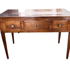 Italian Neoclassical Inlaid Walnut Writing Desk