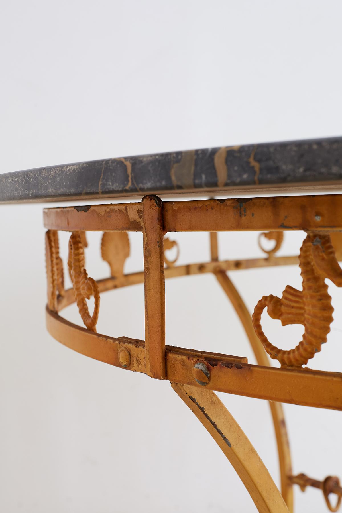 Molla Neoclassical Iron and Marble Garden Patio Table 3