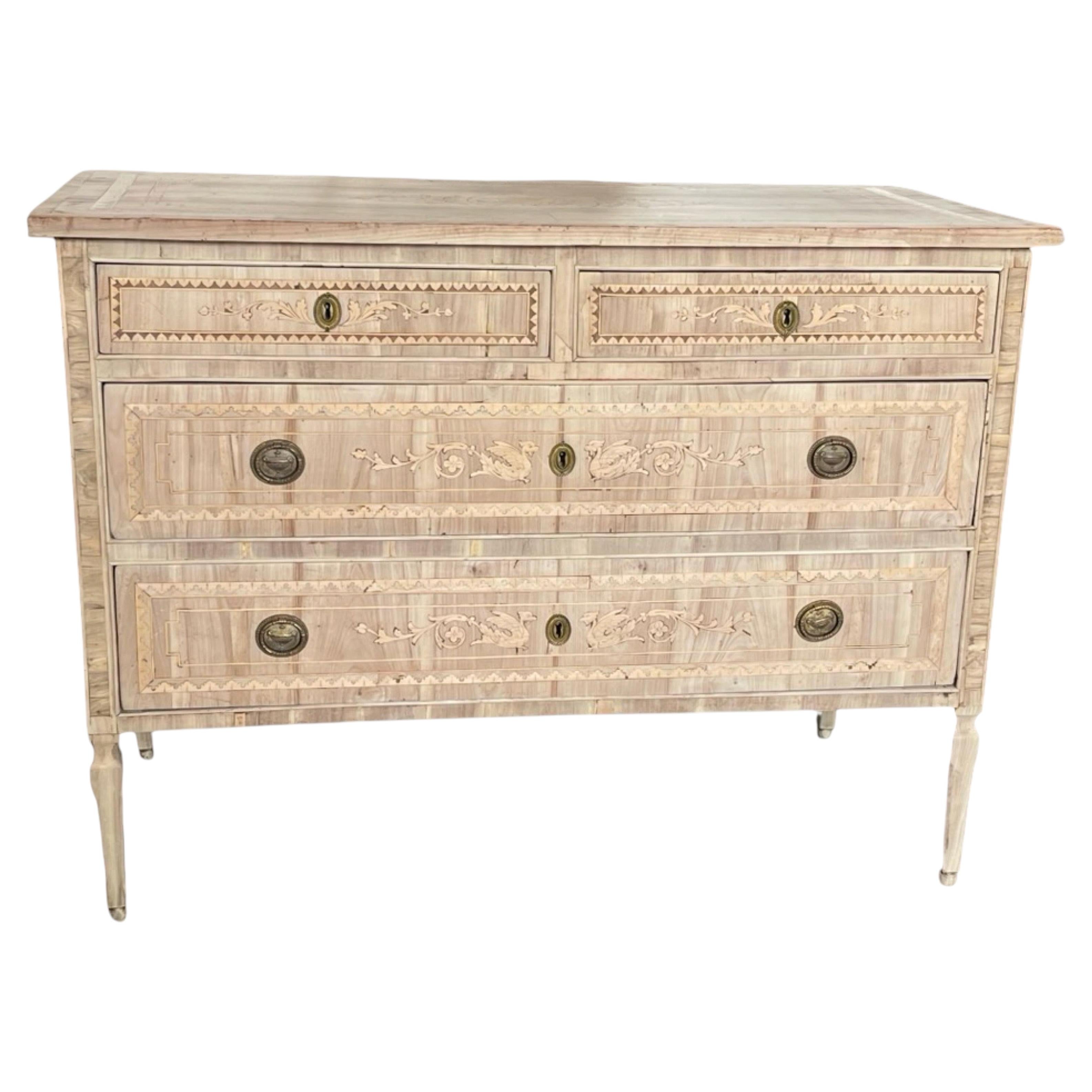 Italian Neoclassical Louis XVI Bleached Walnut Commode, Chest of Drawers