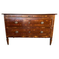 Commode neoclassico italiano Luigi XVI con impiallacciatura intarsiata