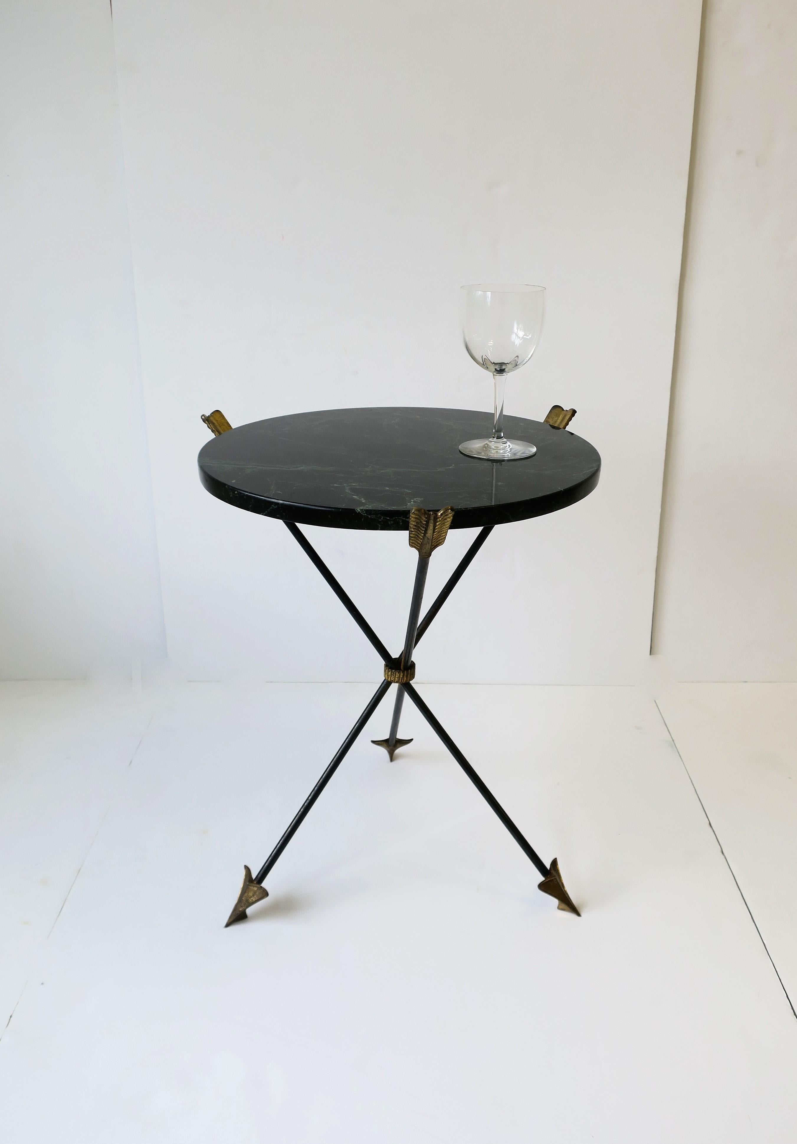 20th Century Italian Neoclassical Marble and Brass Tripod Side Table or Guéridon