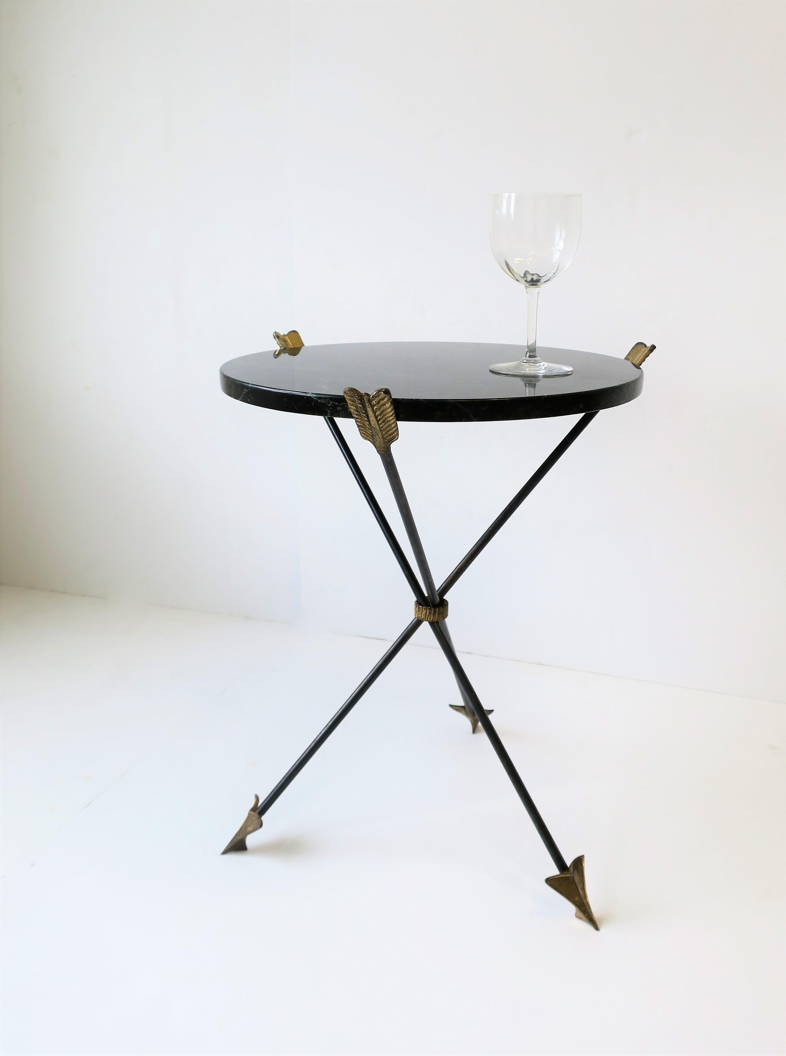 Italian Neoclassical Marble and Brass Tripod Side Table or Guéridon 1