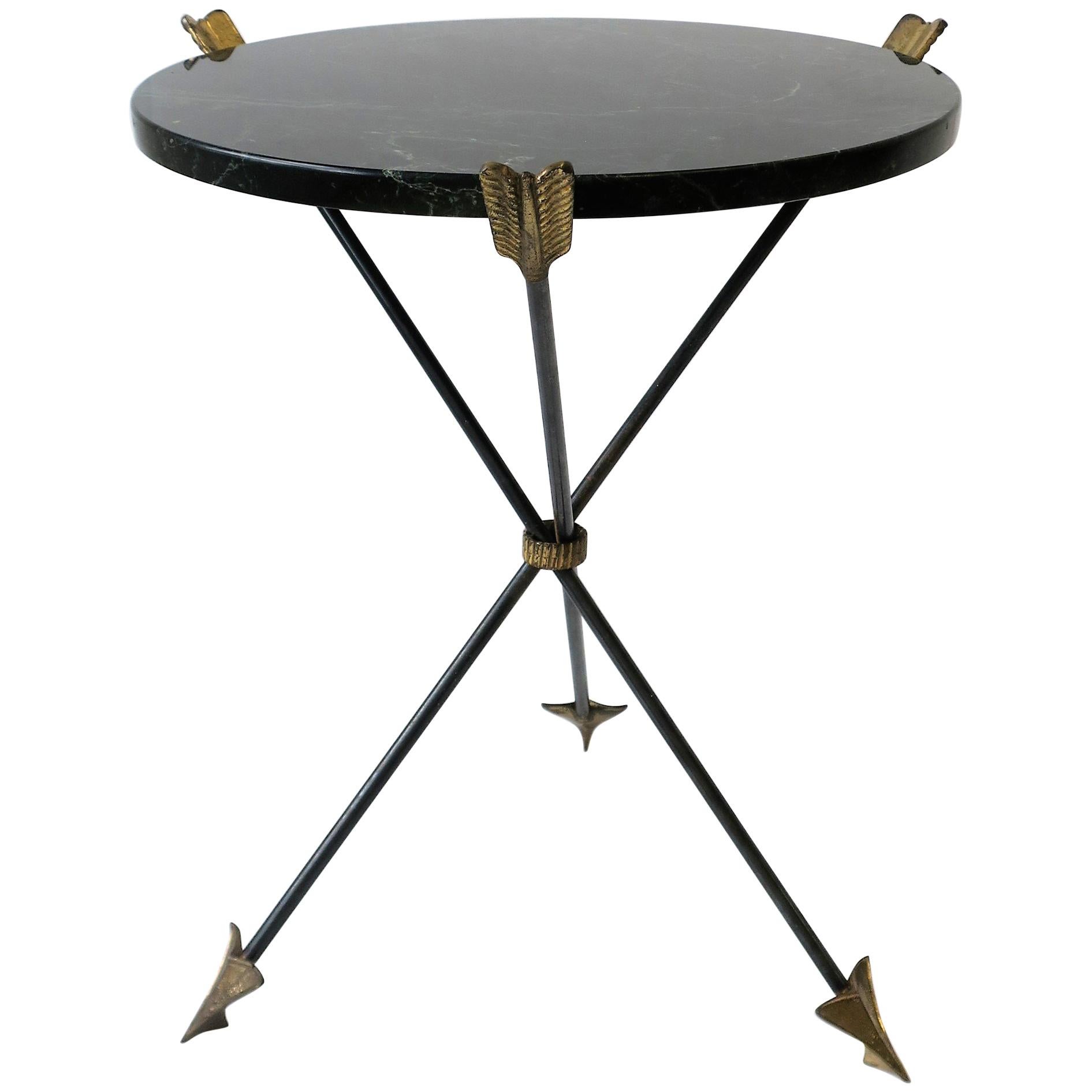 Italian Neoclassical Marble and Brass Tripod Side Table or Guéridon