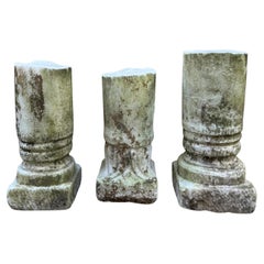 Italian Neoclassical Marble Columns With Capitals, Set of Three