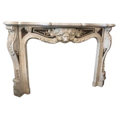 Italian Neoclassical Marble Fireplace with Lion Head Motif, Early 20th Century