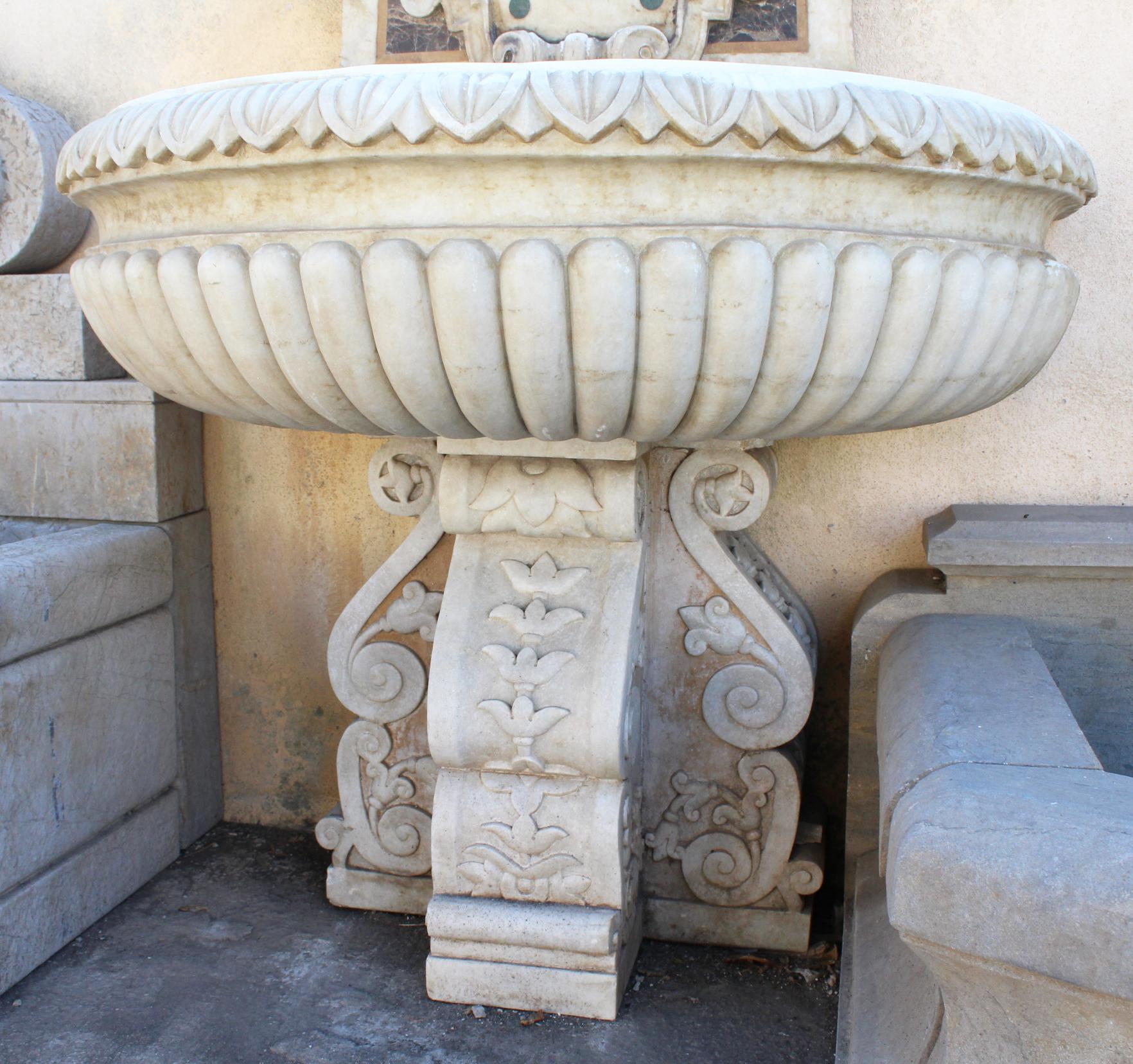 Italian Neoclassical Marble Inlay Wall Fountain 2