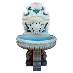 Italian Neoclassical Marble Inlay Wall Fountain