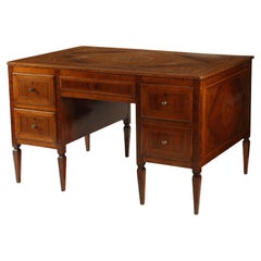 Antique Italian Neoclassical Marquetry Partner Desk, 1800