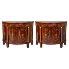 Italian Neoclassical, Marquetry, Satinwood, Demilune Chests, Italy, 19th c.