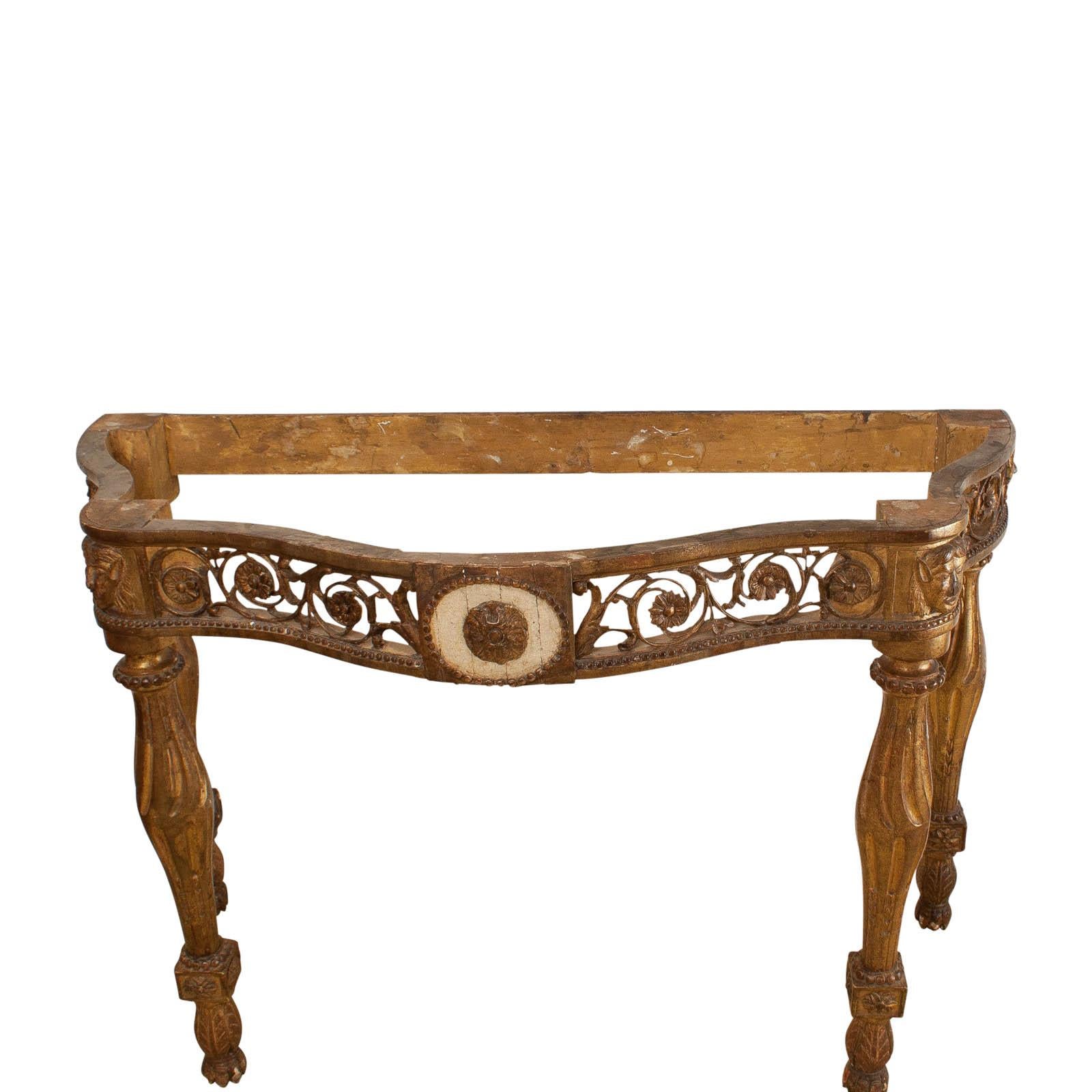 Italian Neoclassical Mecca Gilt Console with Later Marble Top, Italy, circa 1810 4