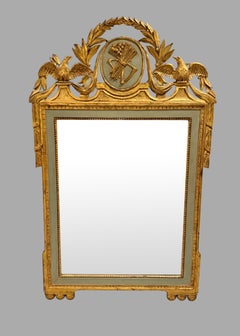 Fine Italian Neoclassical Style Gilt and Painted Mirror with Eagle Cresting