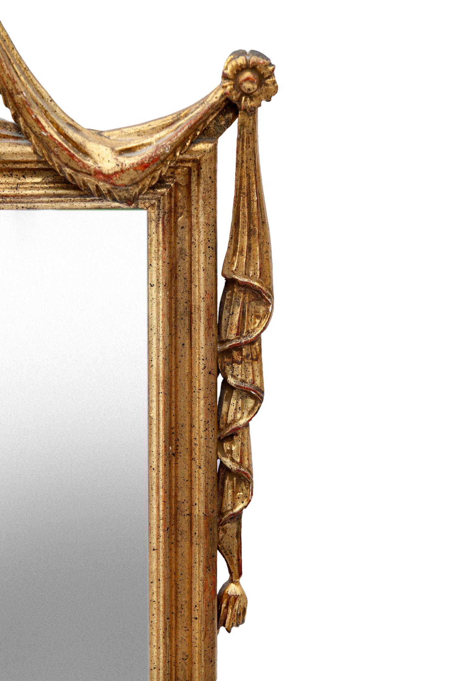 Italian Neoclassical Mirror with Urn & Swagged Drapery In Good Condition For Sale In Malibu, CA