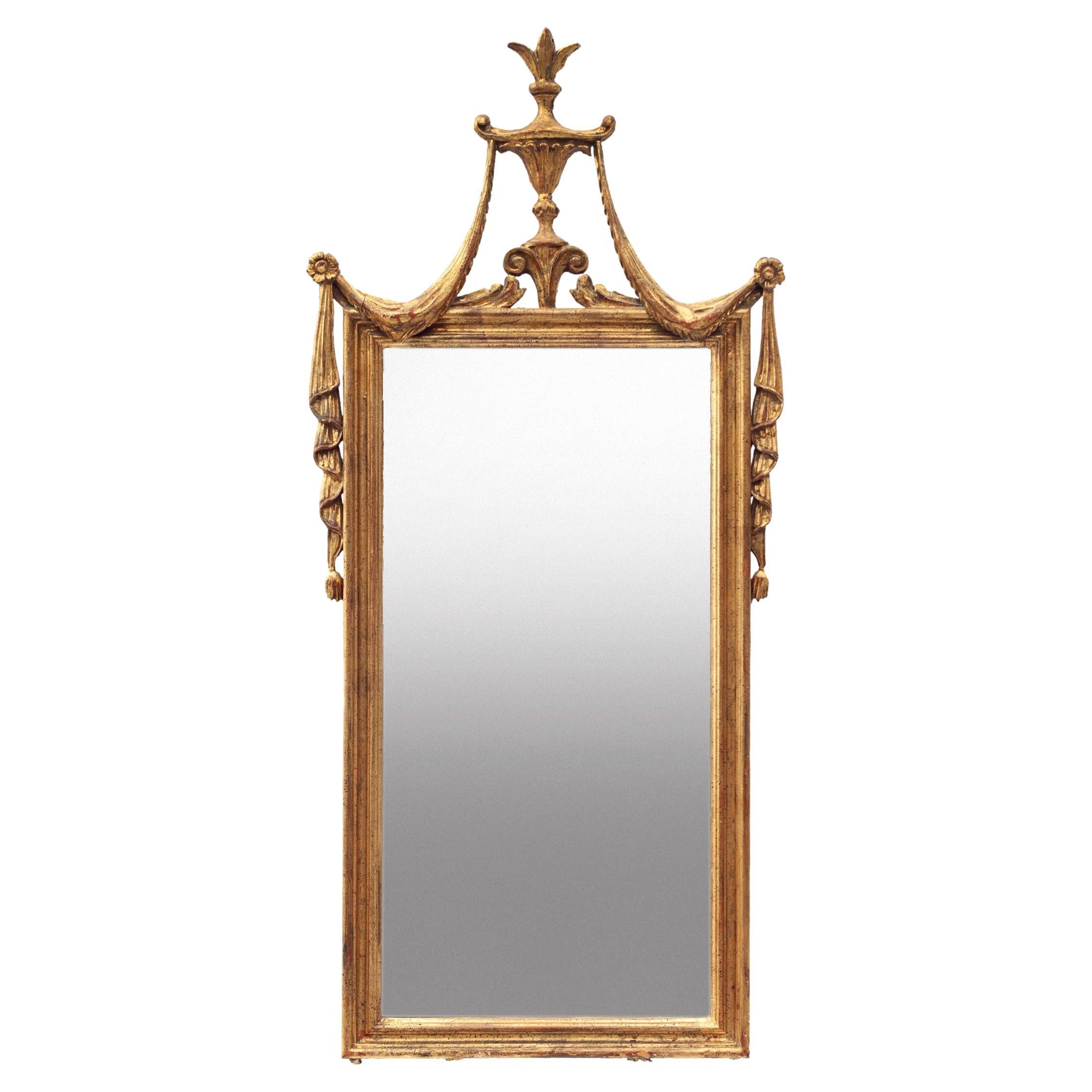 Italian Neoclassical Mirror with Urn & Swagged Drapery For Sale