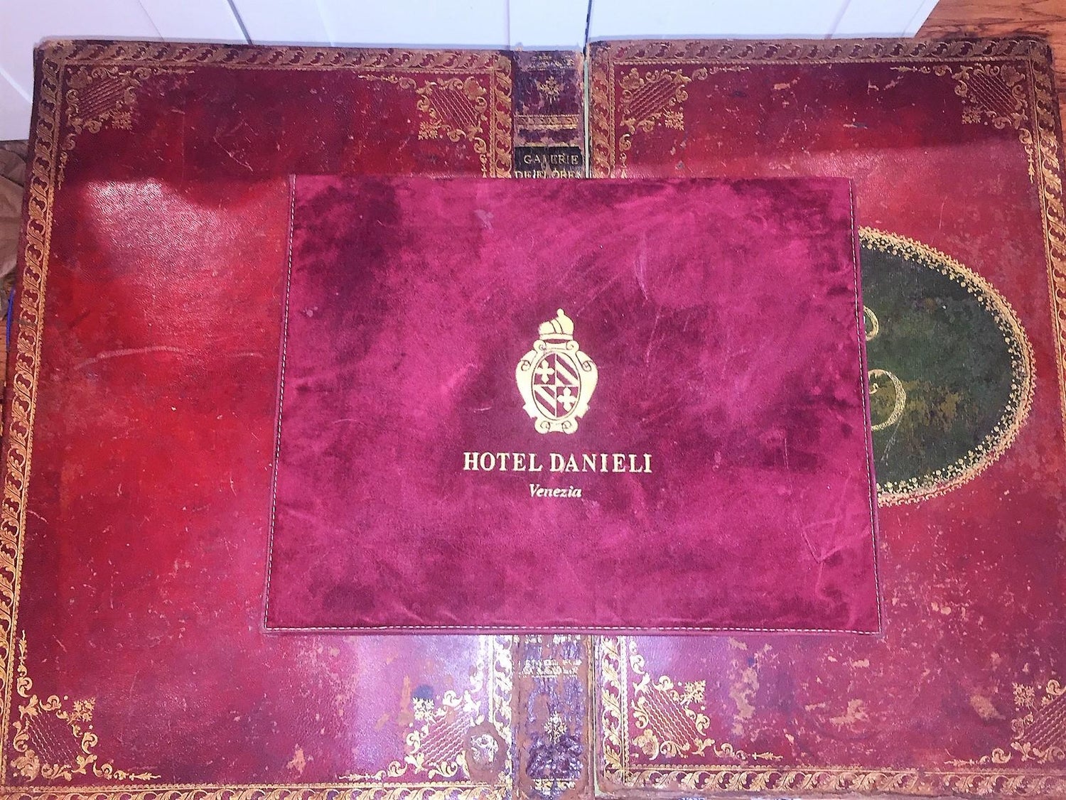 Italian Neoclassical Monumental Tooled Leather Desk Blotter For