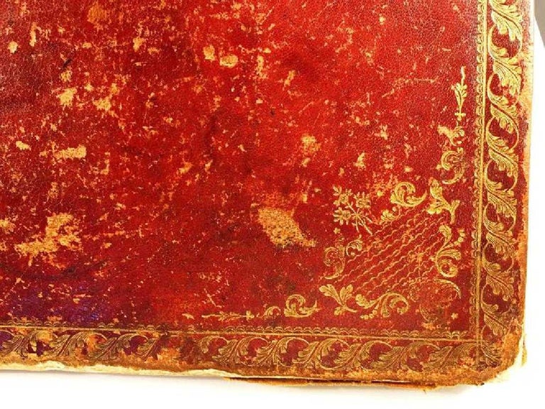 Italian Neoclassical Monumental Tooled Leather Desk Blotter For