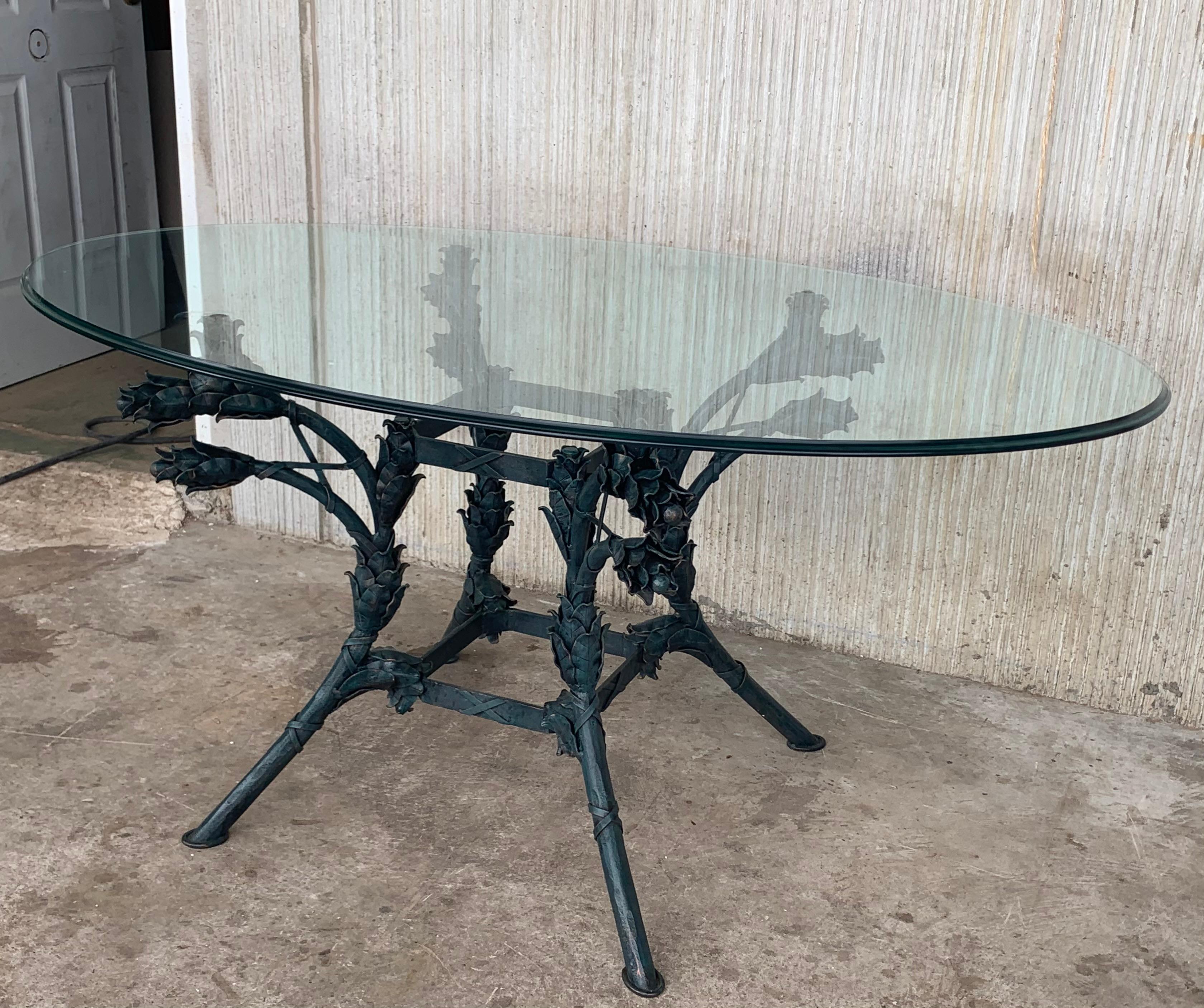 wrought iron glass table