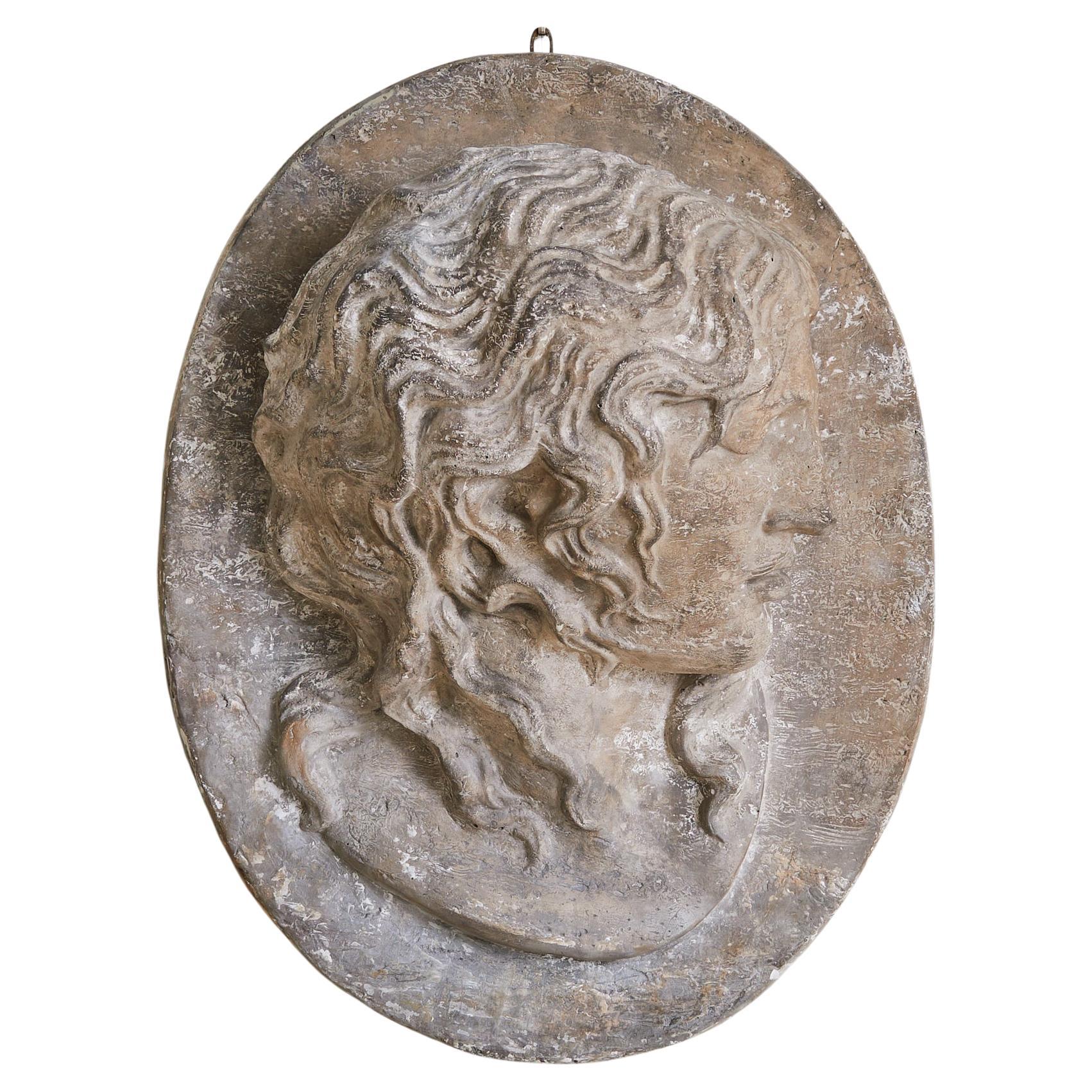 Italian Neoclassical Oval Plaster Relief Medallion, 19th Century