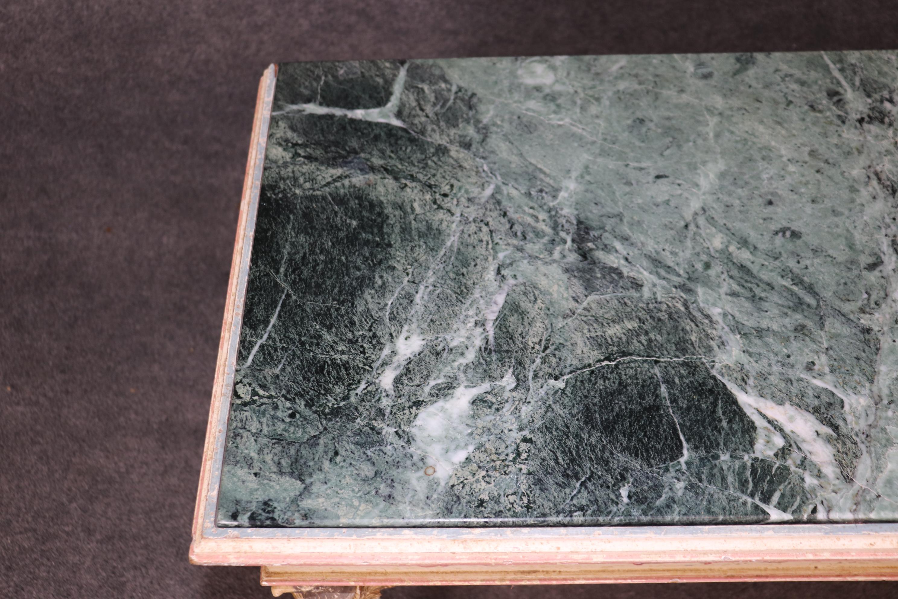 Italian Neoclassical Paint Decorated Carved Eagle Verdi Marble Console Table For Sale 6