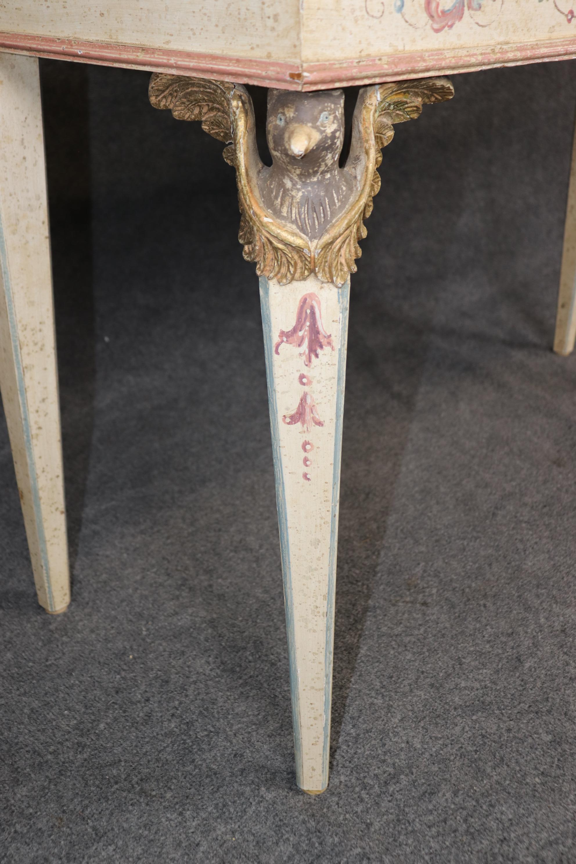Italian Neoclassical Paint Decorated Carved Eagle Verdi Marble Console Table For Sale 3