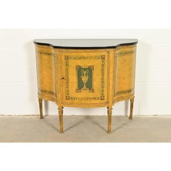 Italian Neoclassical Paint Decorated Demilune Console or Bar Cabinet