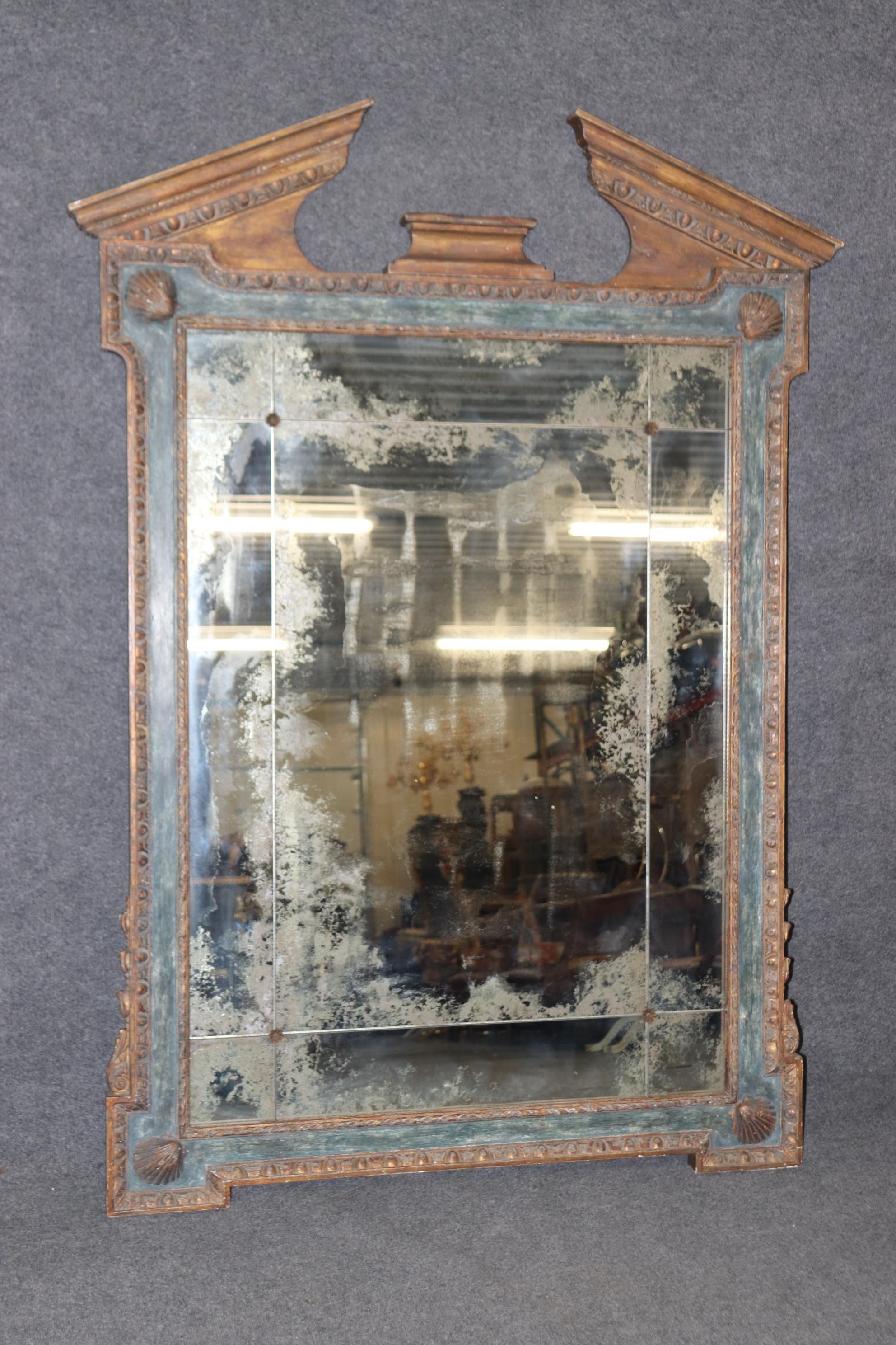 Neoclassical Revival Italian Neoclassical Paint Decorated Mult-faceted Mirror with Shells