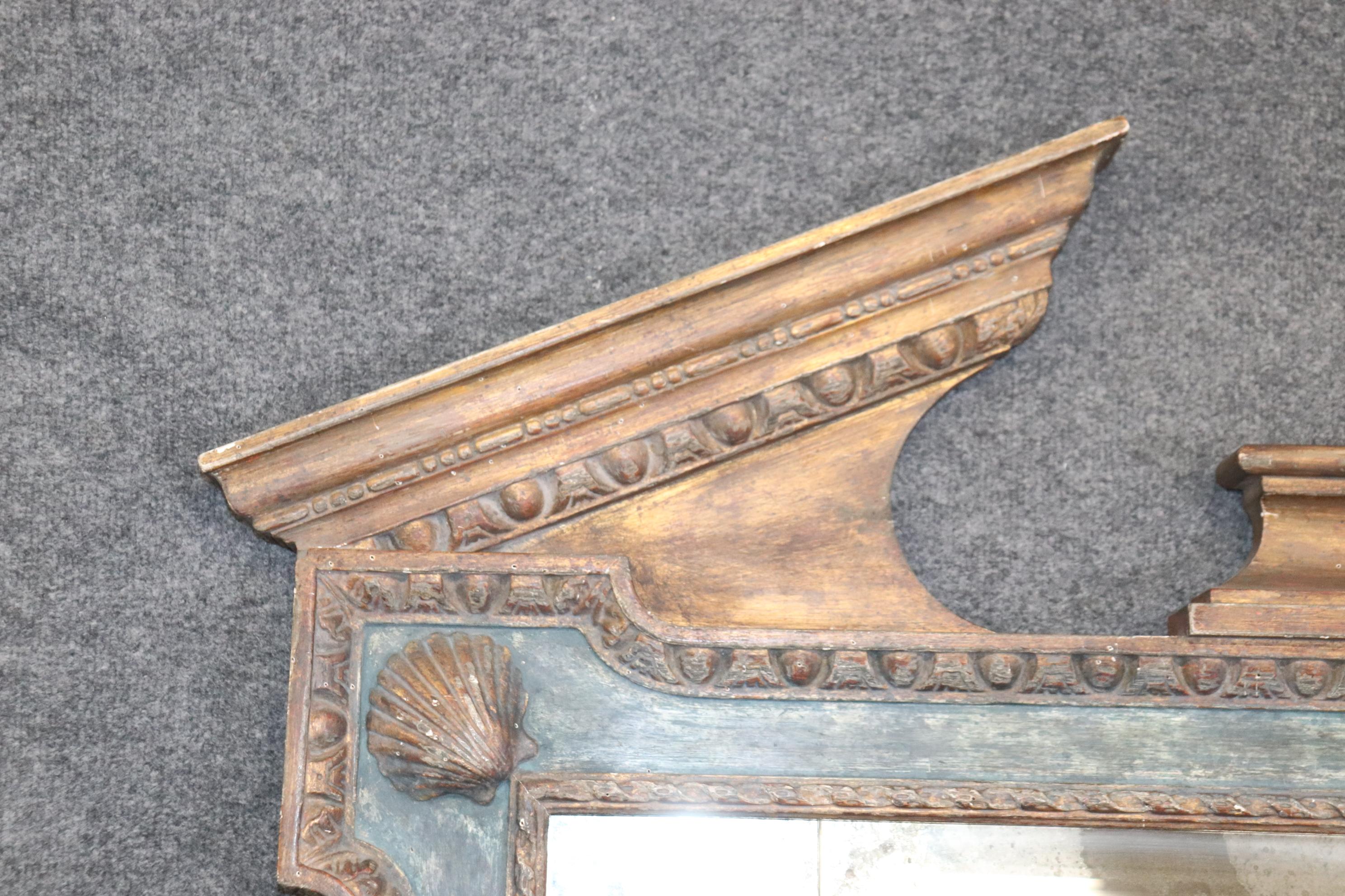 Early 20th Century Italian Neoclassical Paint Decorated Mult-faceted Mirror with Shells