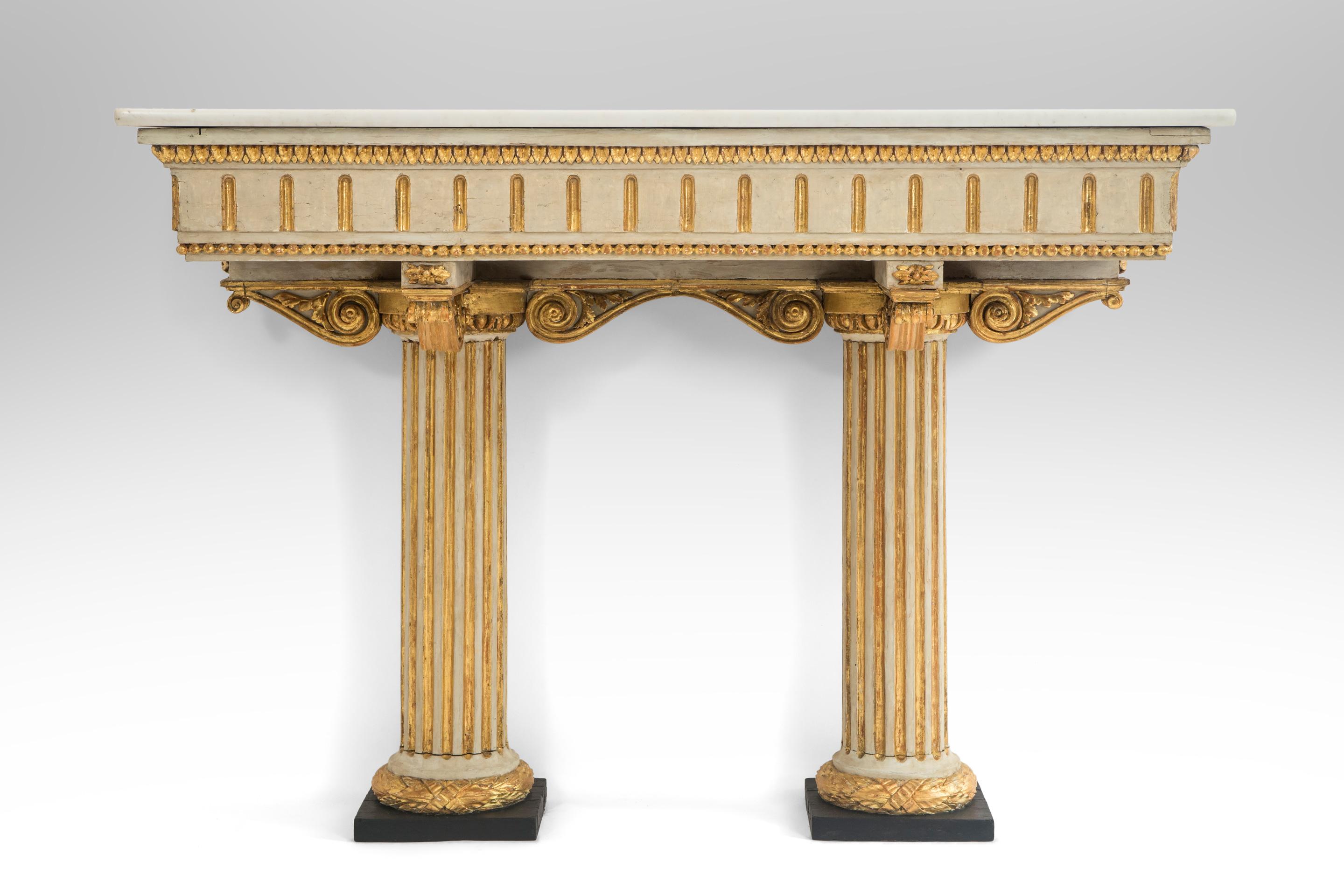Italian Neoclassical Painted and Parcel Gilt Console Table In Good Condition For Sale In New York, NY