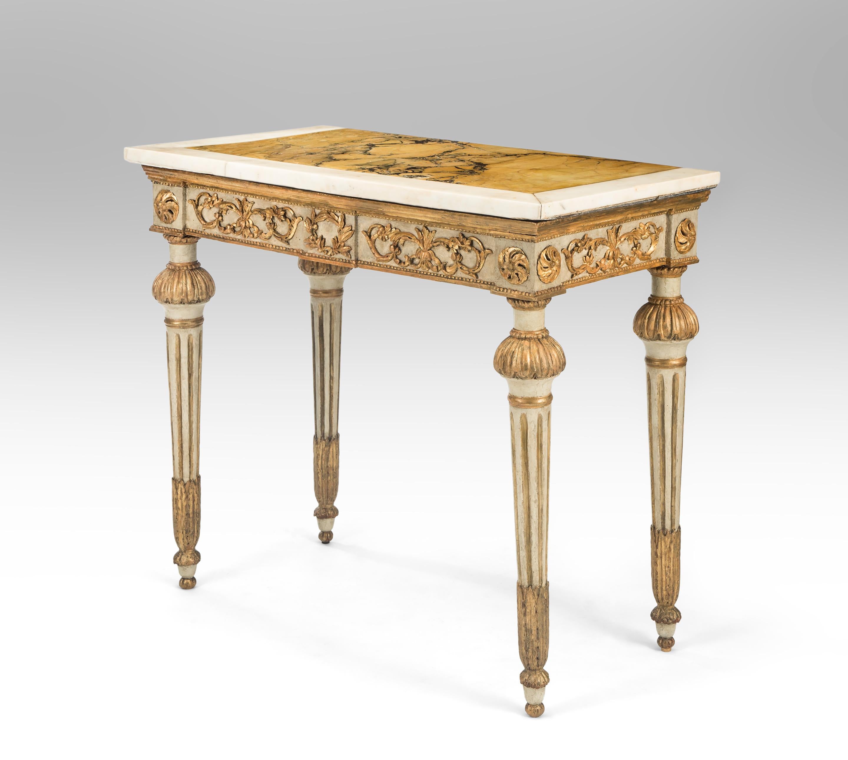 Italian Neoclassical Painted and Parcel-Gilt Console Table In Good Condition For Sale In New York, NY