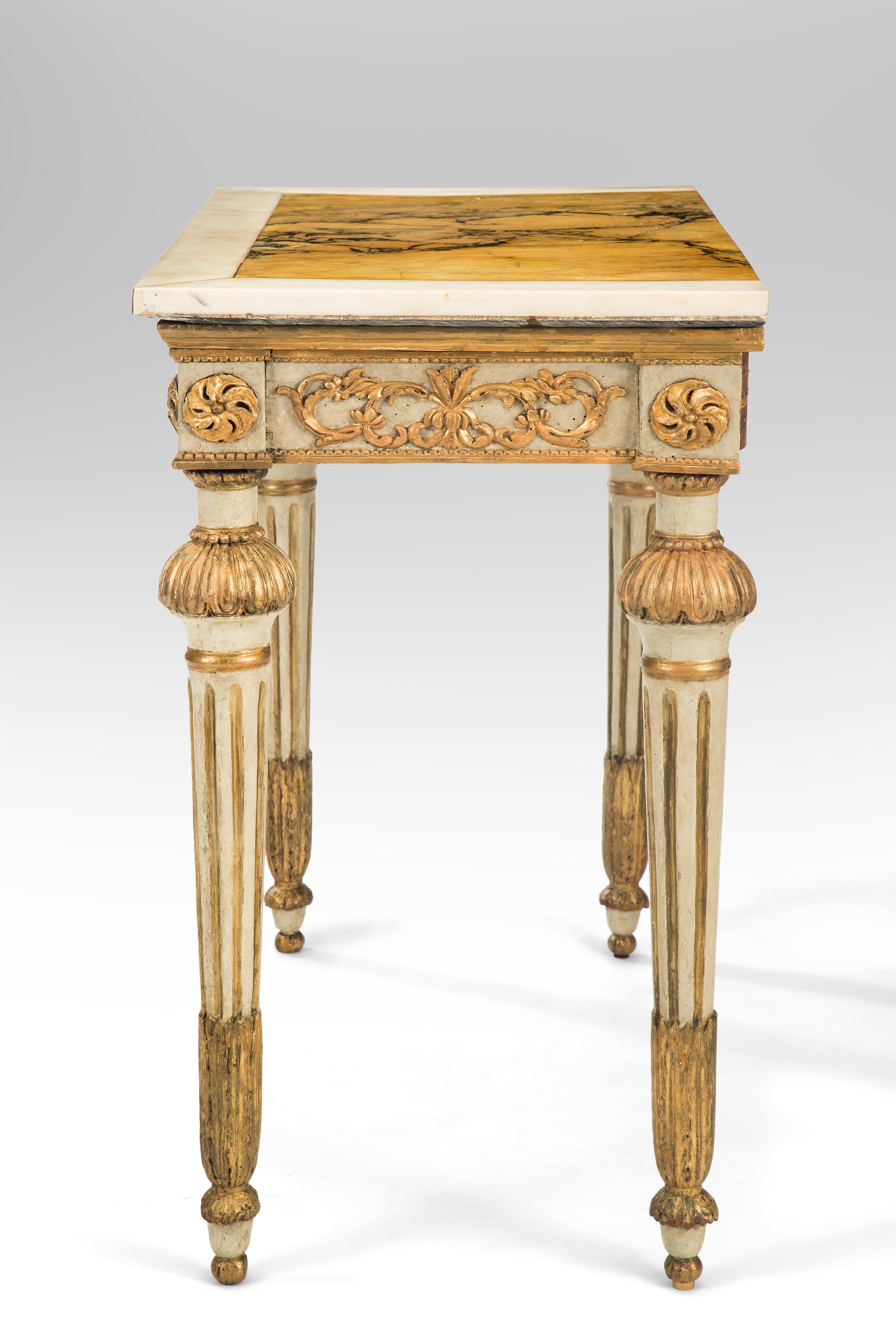 18th Century Italian Neoclassical Painted and Parcel-Gilt Console Table For Sale