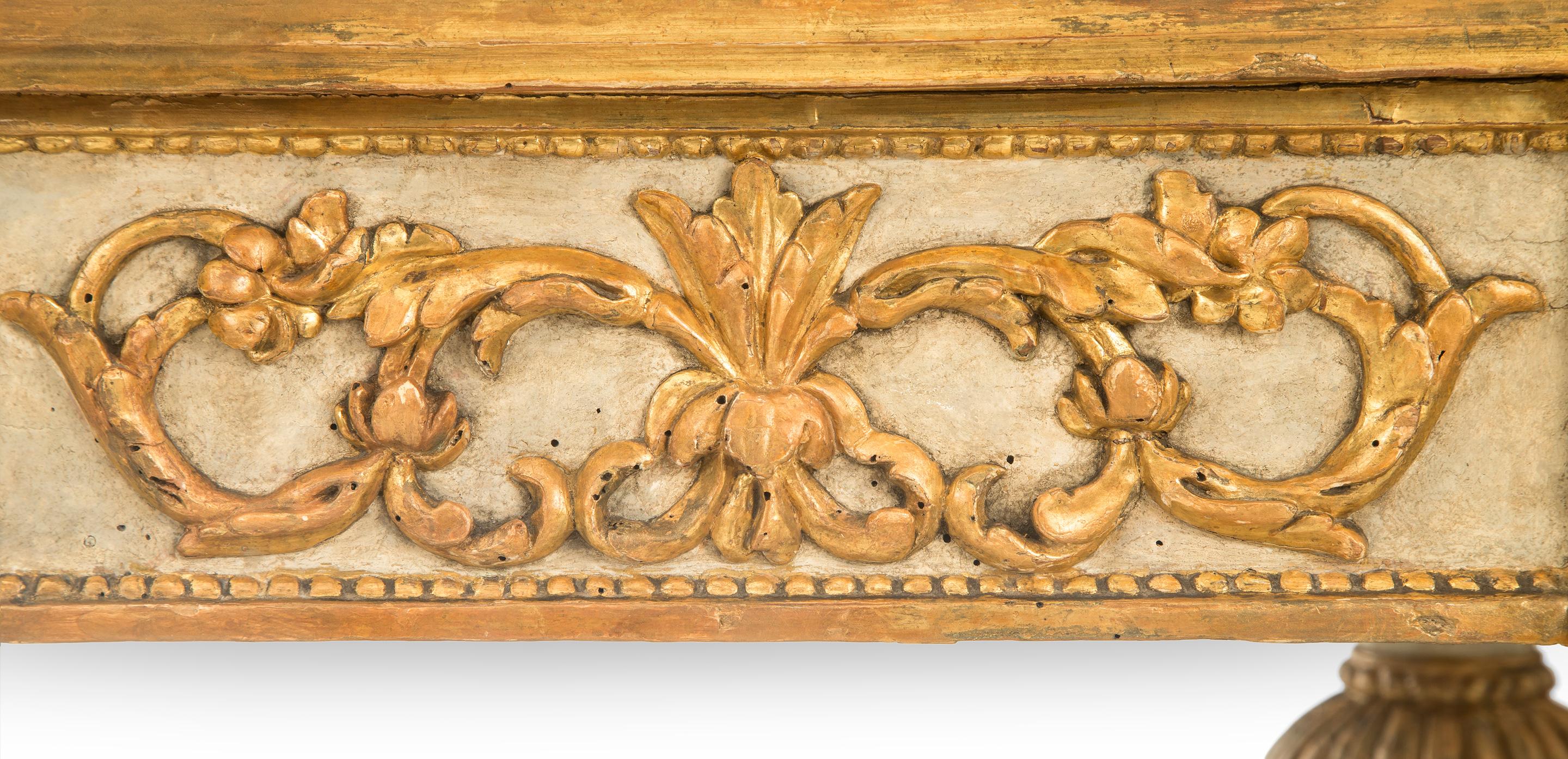Italian Neoclassical Painted and Parcel-Gilt Console Table For Sale 1