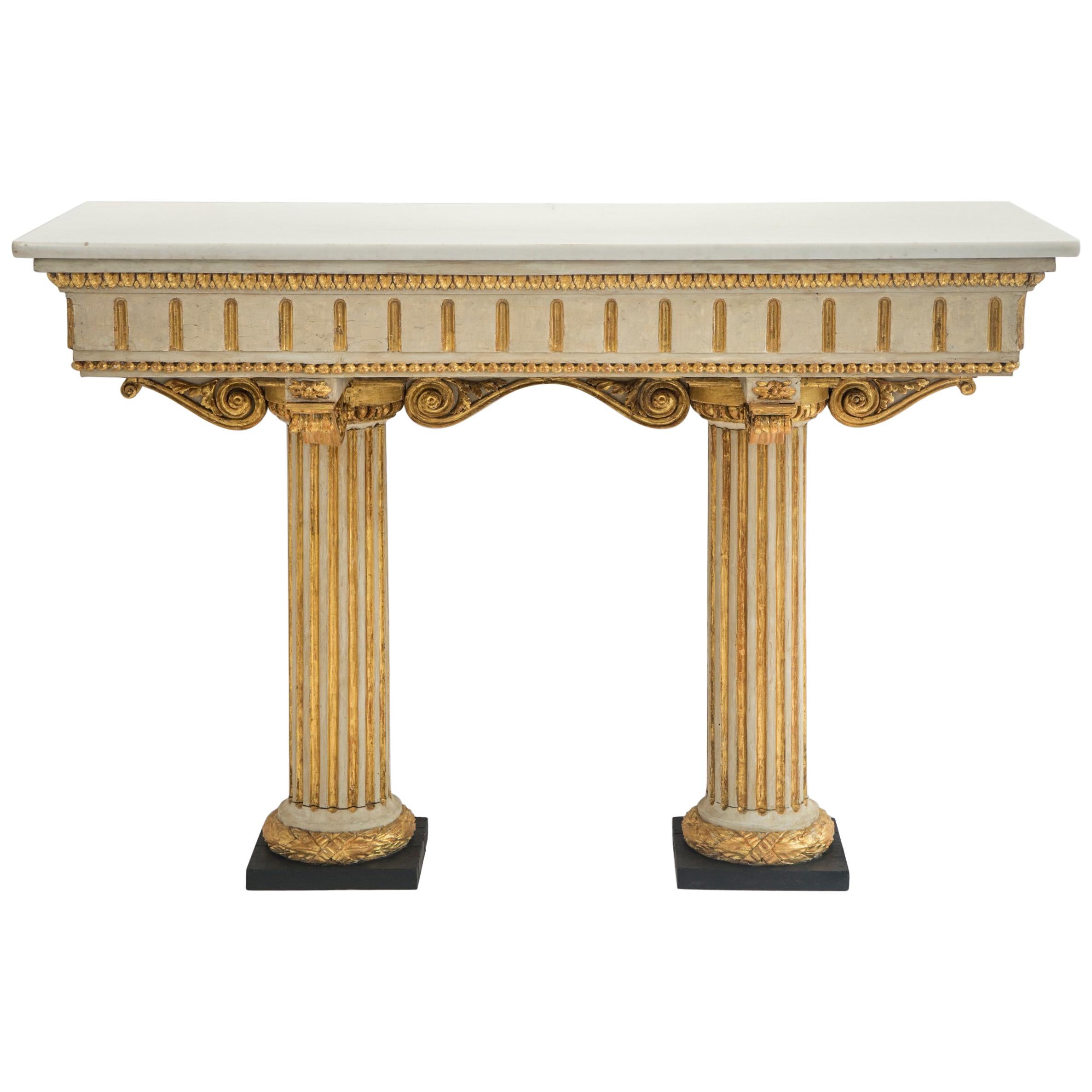 Italian Neoclassical Painted and Parcel Gilt Console Table For Sale