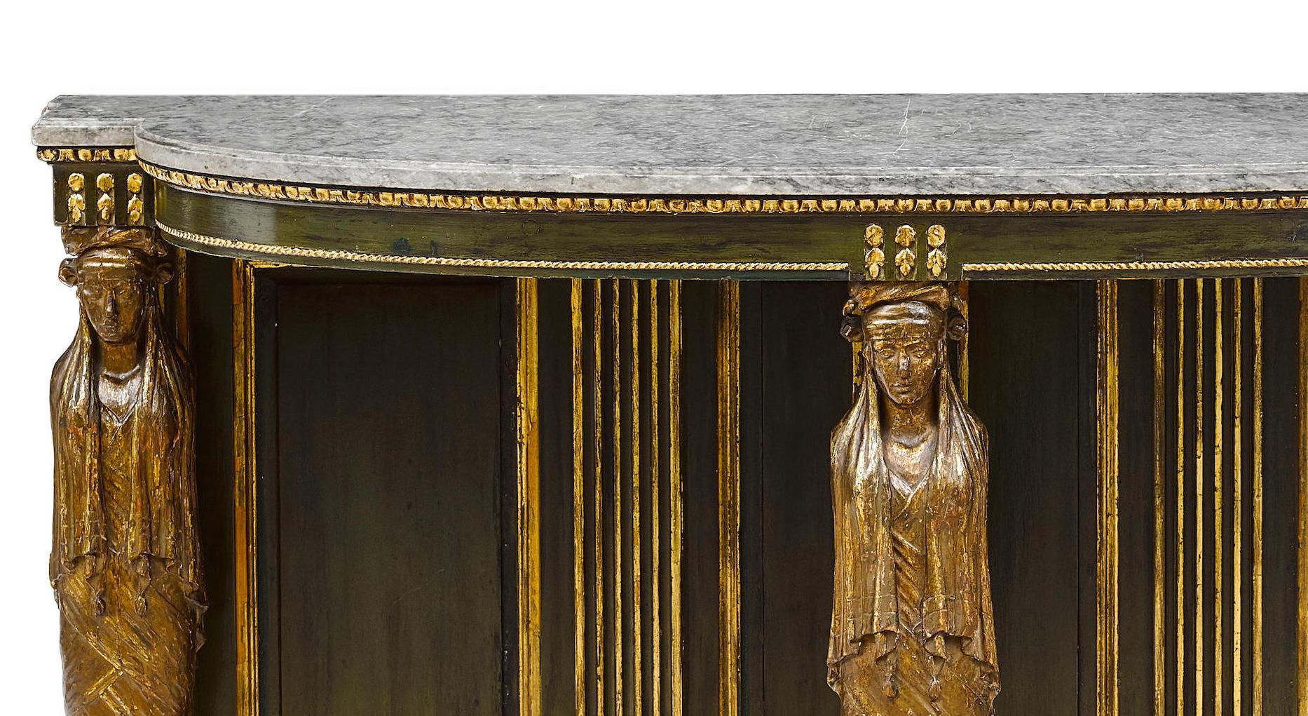 Italian Neoclassical Painted Figural Console, 18 Century In Good Condition In Cypress, CA