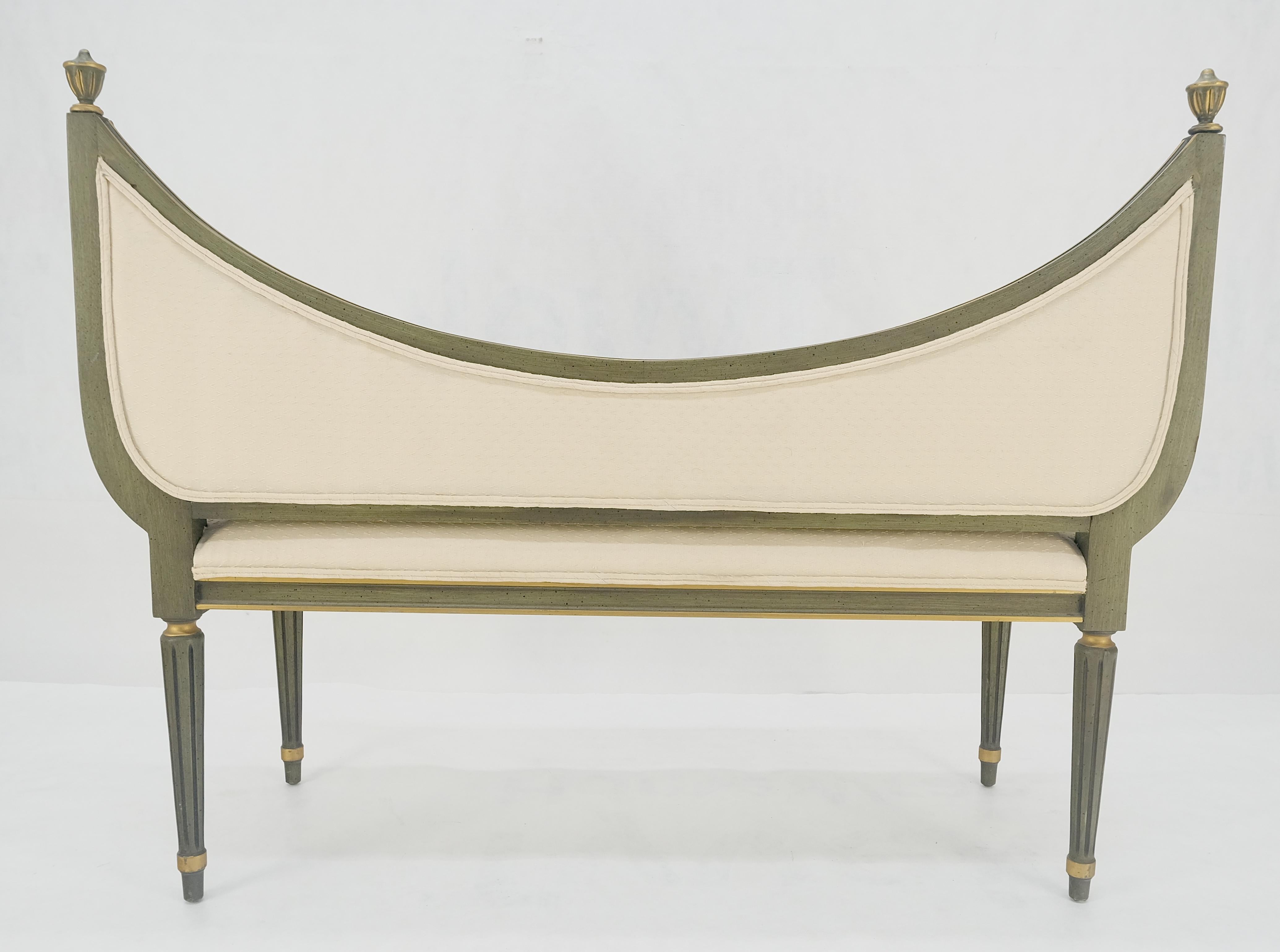 Italian Neoclassical Painted Gold Decorated Sattee Bench Loveseat Finials MINT 6