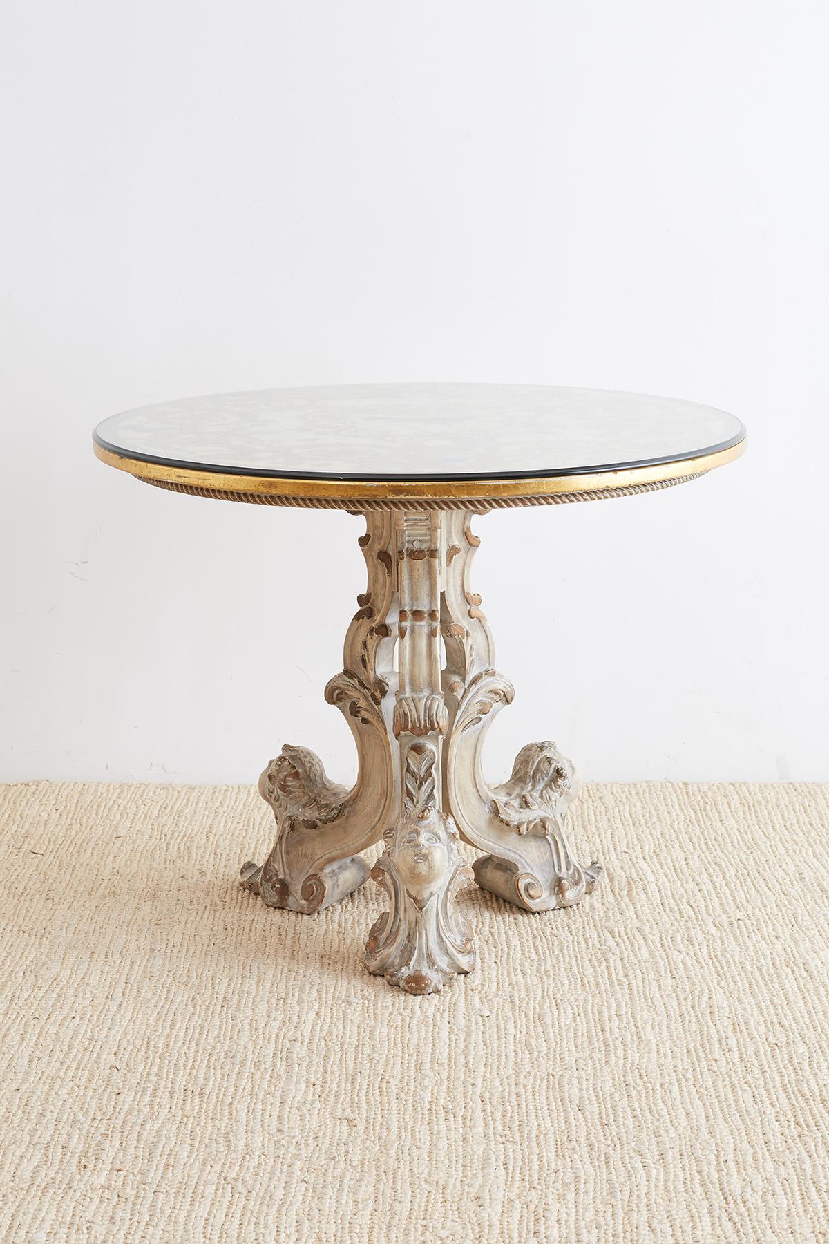 Hand-Carved Italian Neoclassical Painted Marble-Top Centre Table