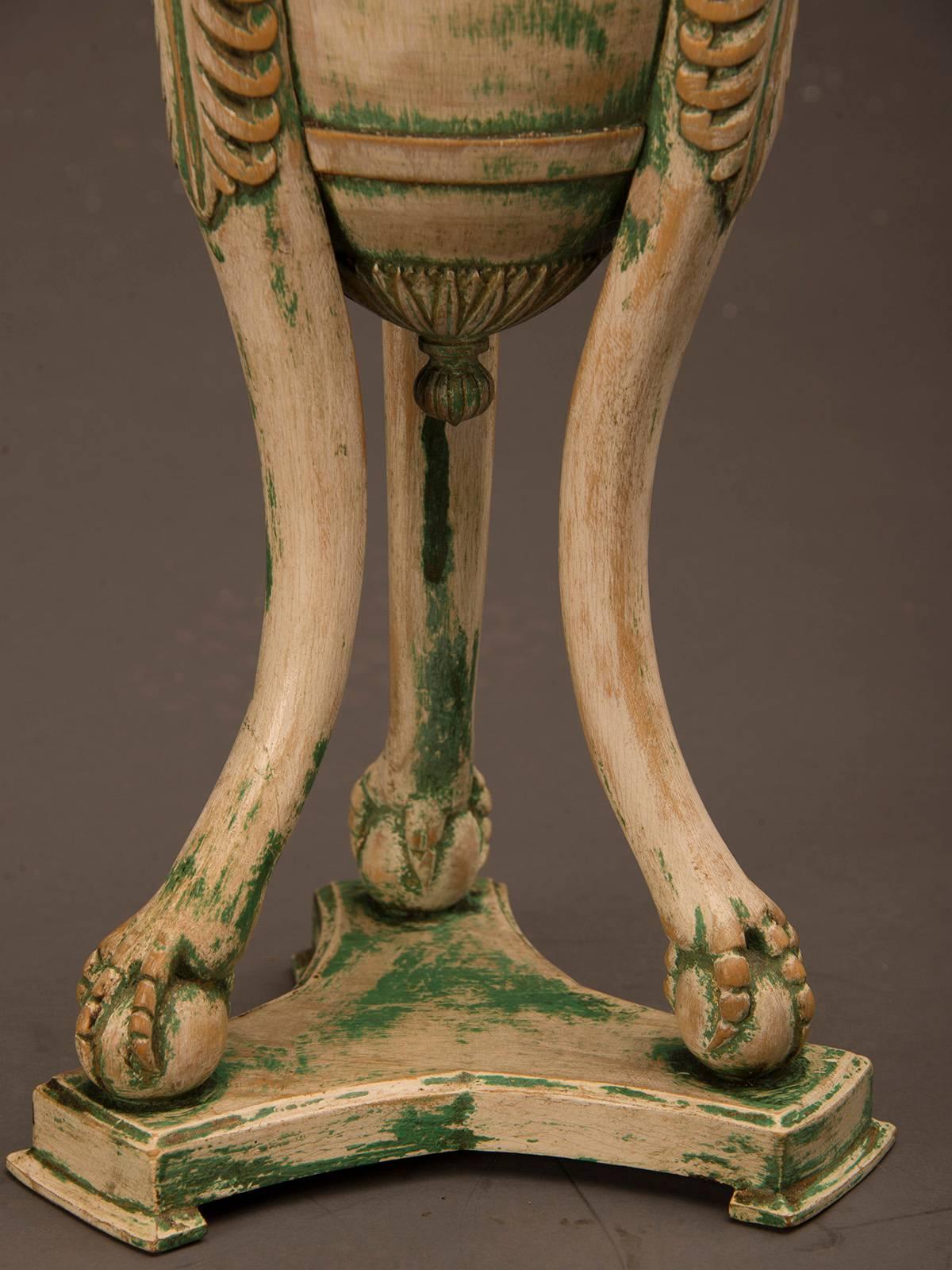 19th Century Italian Neoclassical Painted Urn with a Lid Eagle Heads Italy, circa 1875