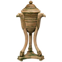 Italian Neoclassical Painted Urn with a Lid Eagle Heads Italy, circa 1875