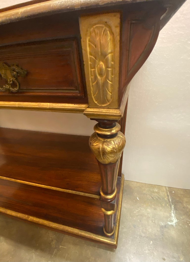 Mahogany Italian Neoclassical Parcel Gilt Hall Table For Sale