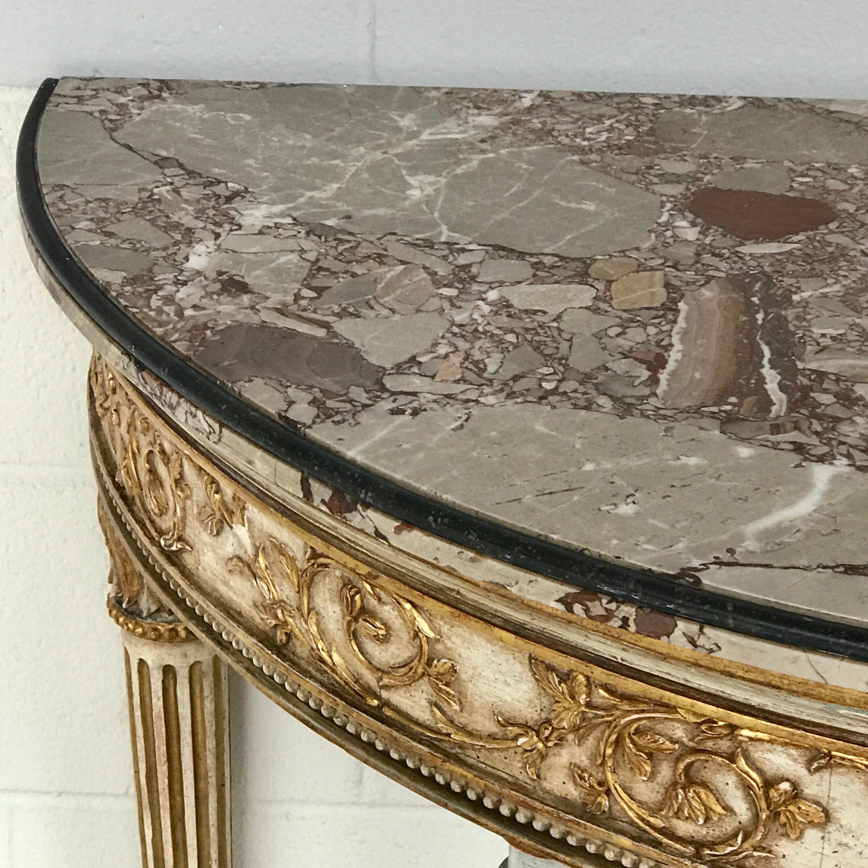 Italian Neoclassical Parcel Gilt Marble Top Console 5