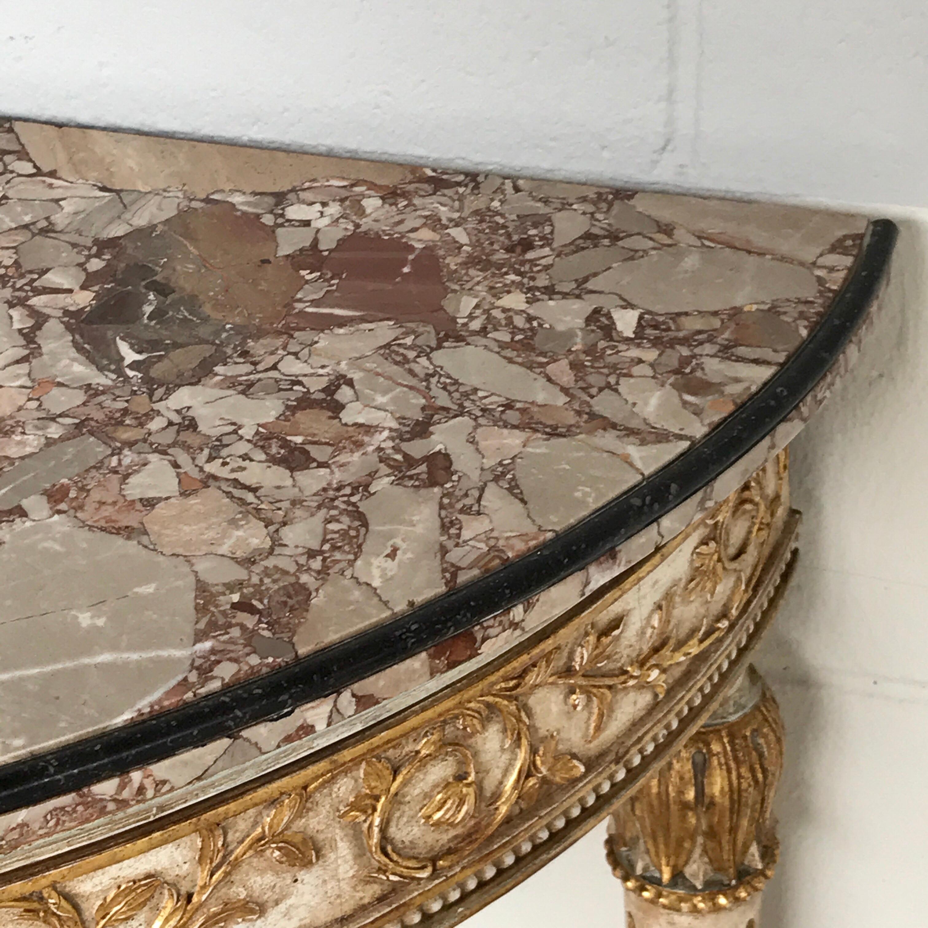 Italian Neoclassical Parcel Gilt Marble Top Console 2