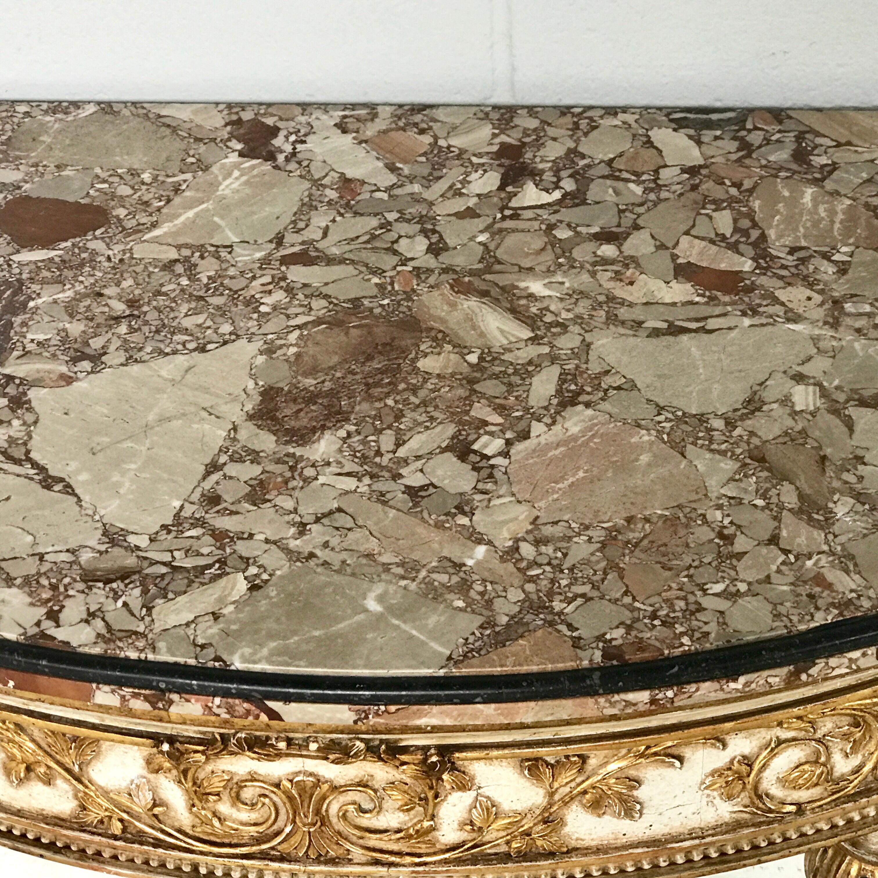 Italian Neoclassical Parcel Gilt Marble Top Console 3