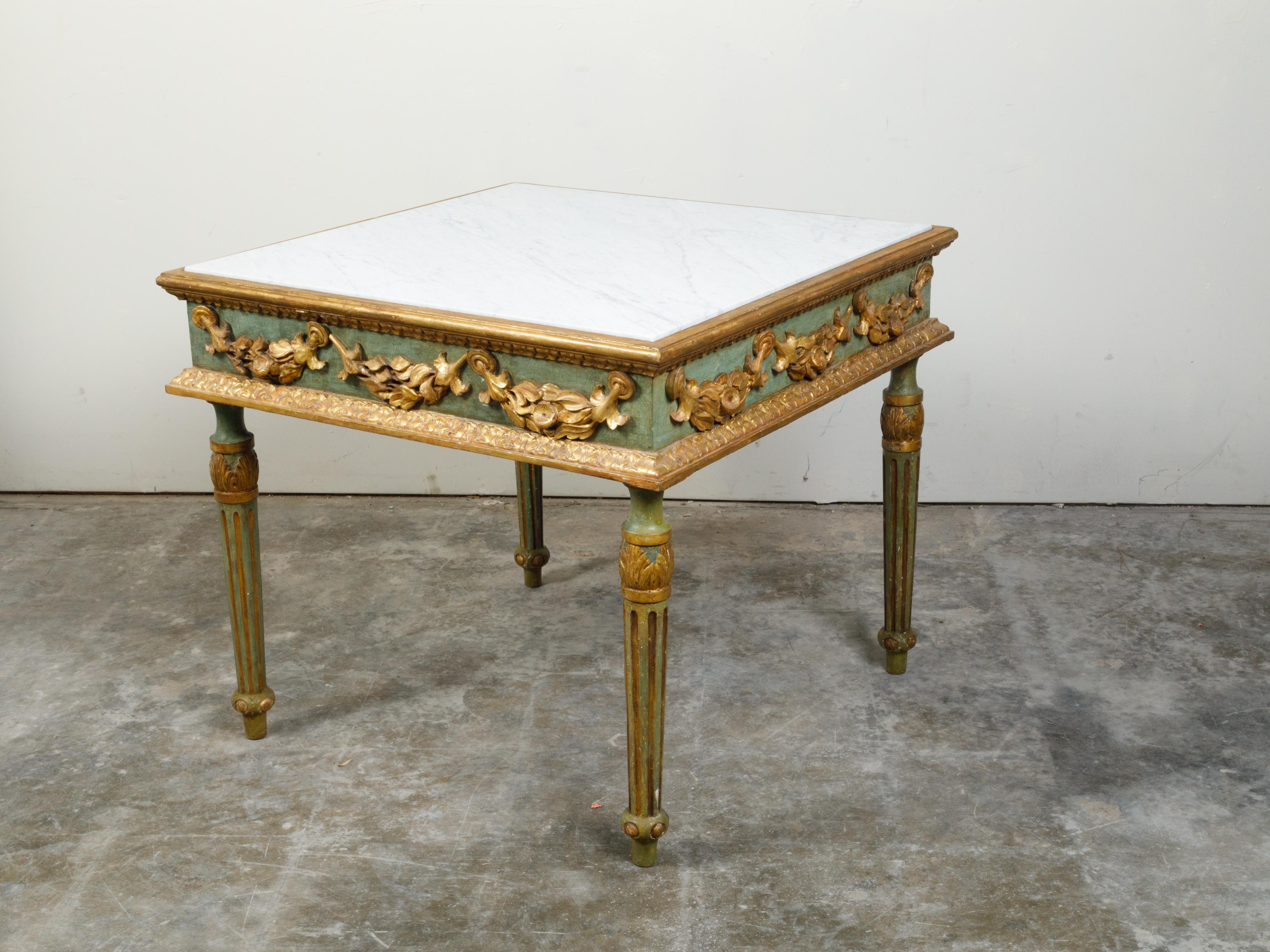 18th Century and Earlier Italian Neoclassical Period 18th Century Center Table with Carved Gilt Garlands For Sale