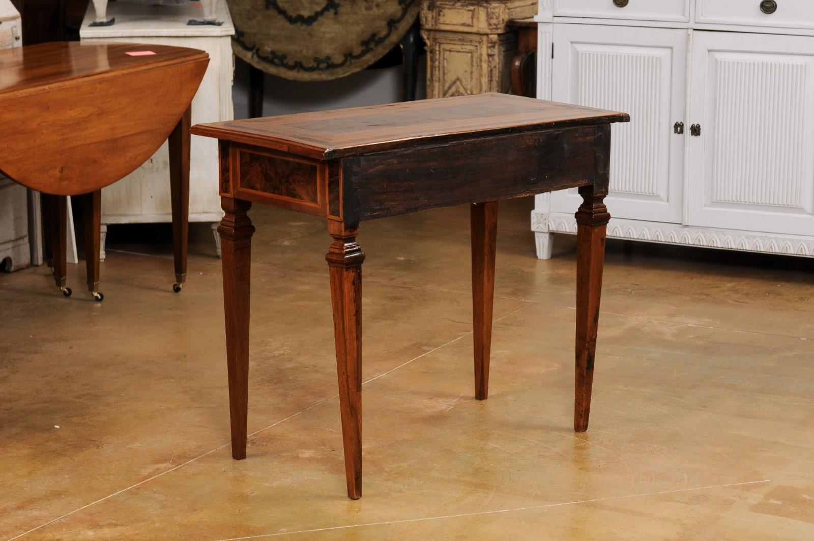 Mahogany Italian Neoclassical Period 18th Century Console Table with Marquetry Décor For Sale