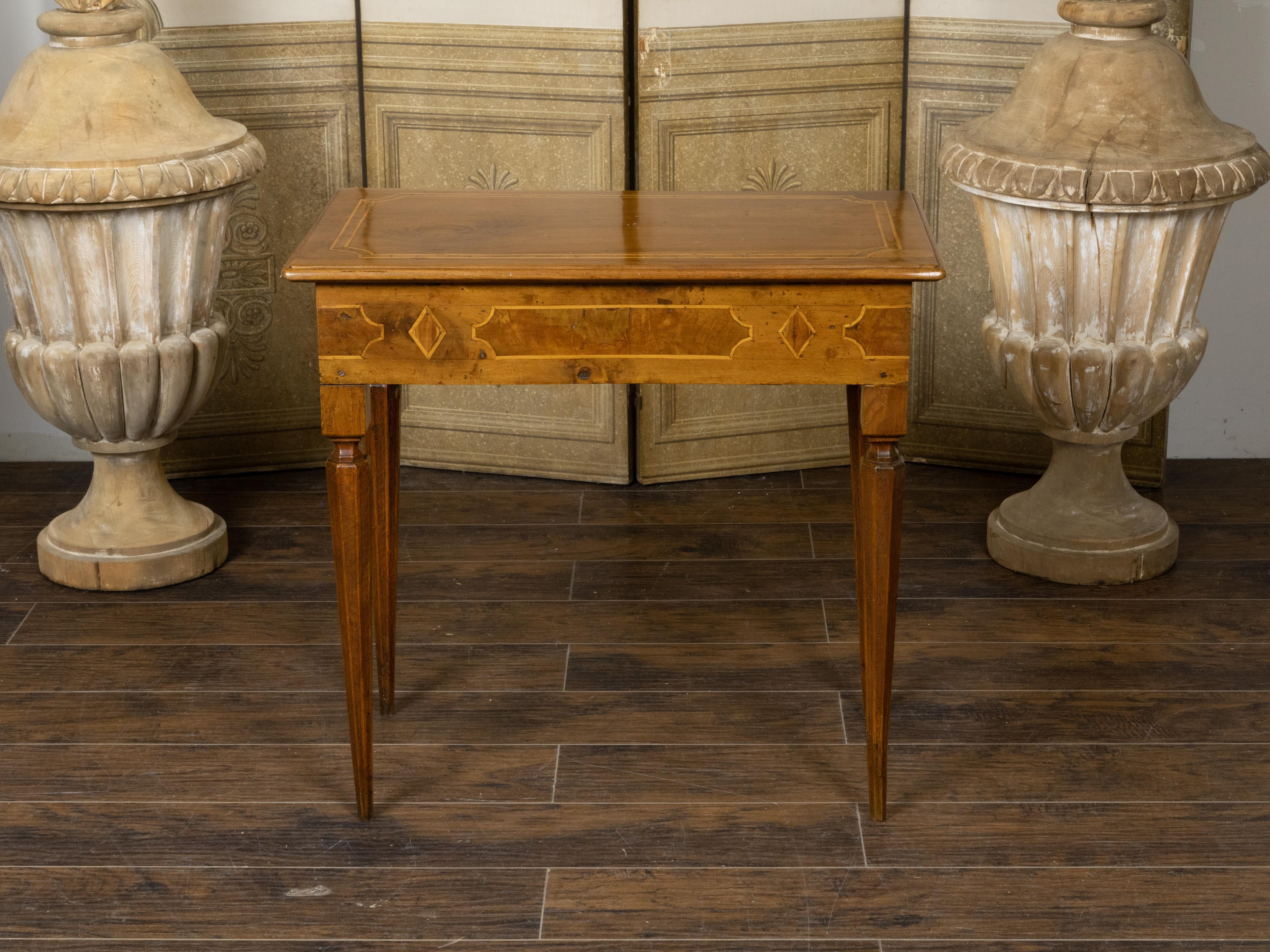 18th Century and Earlier Italian Neoclassical Period 18th Century Walnut Console Table with Cross Banding For Sale