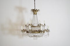 Italian Neoclassical Period Brass & Glass 14-Light Chandelier, 1st quarter 19thc