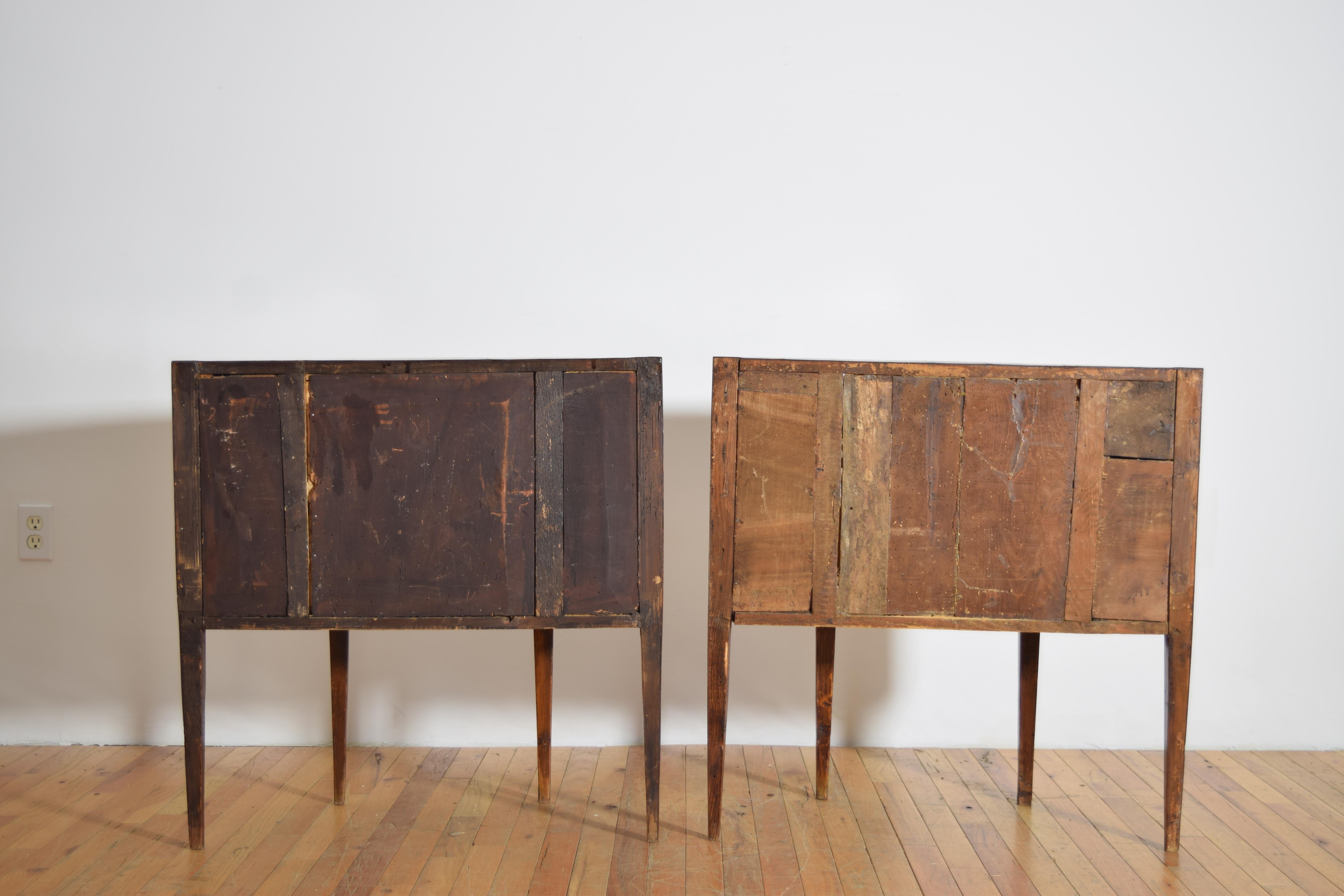 Italian Neoclassical Period Pair Veneered & Inlaid Demilune Commodes, ca. 1835 7